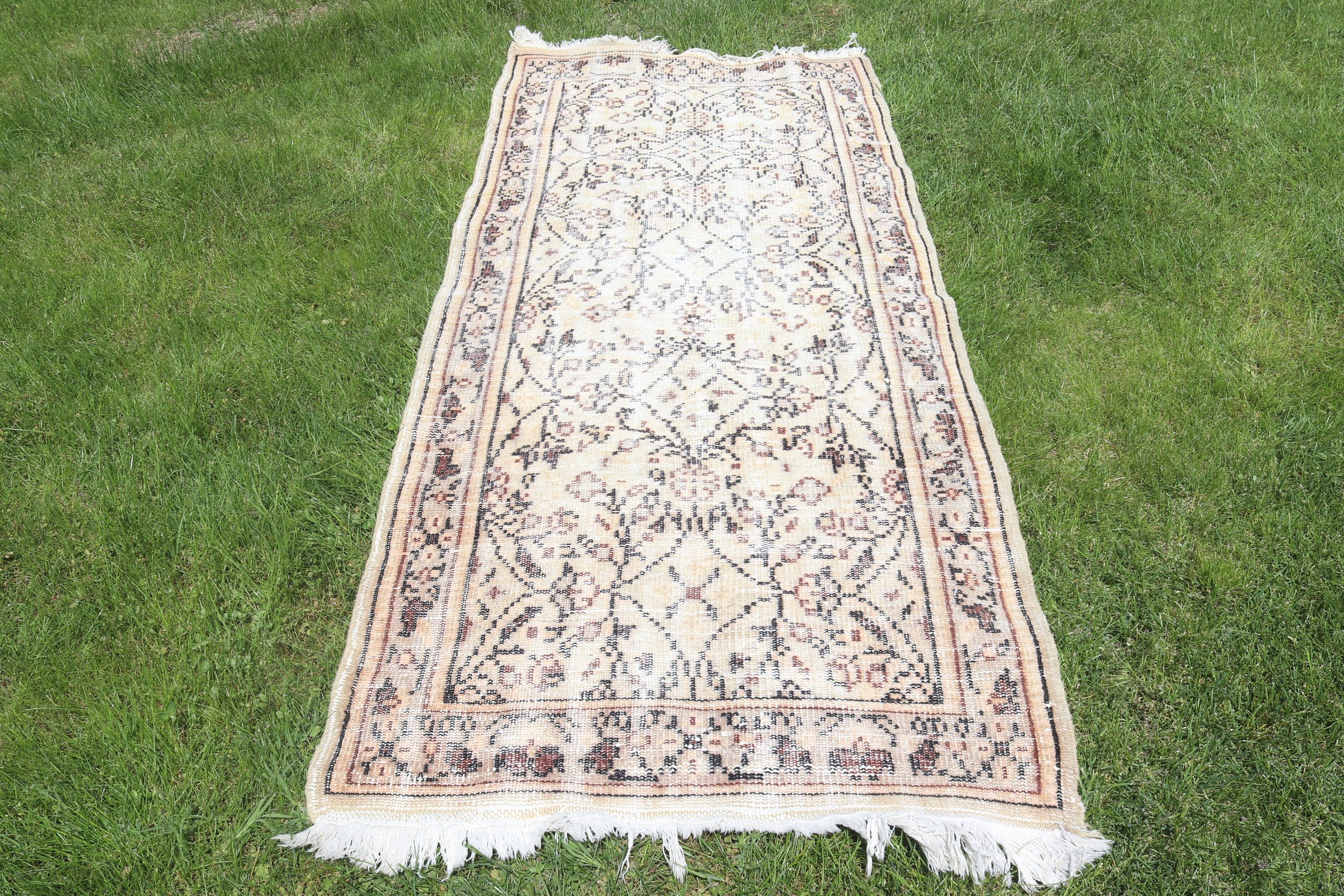 Decorative Rugs, Boho Rugs, Beige Antique Rug, Vintage Accent Rug, Handwoven Rugs, 3x6.8 ft Accent Rugs, Vintage Rug, Turkish Rug