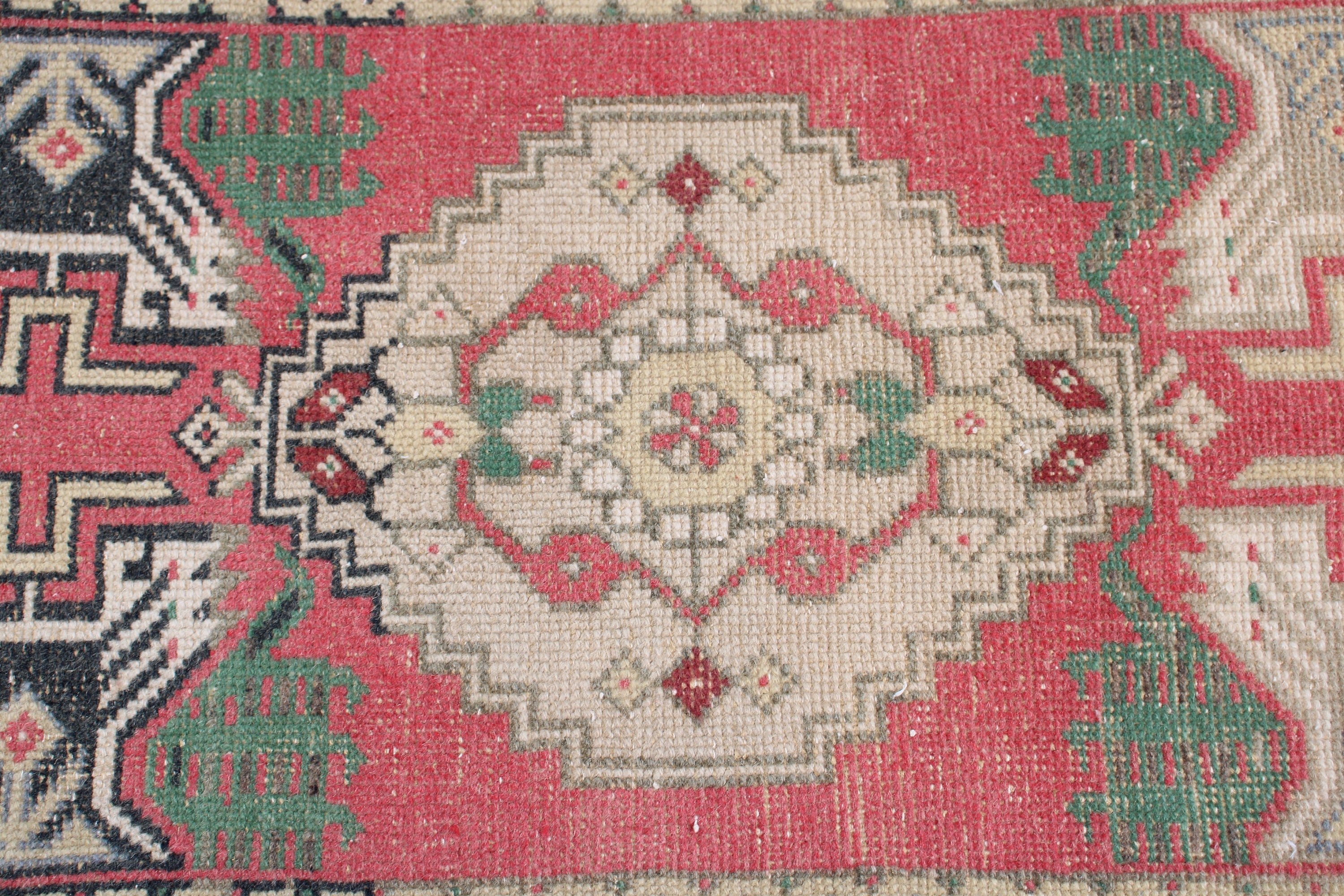 Kırmızı Oushak Halı, Küçük Boho Halılar, Paspas Halısı, Vintage Halılar, Türk Halıları, Modern Halı, 1.6x3 ft Küçük Halı, Giriş Halıları