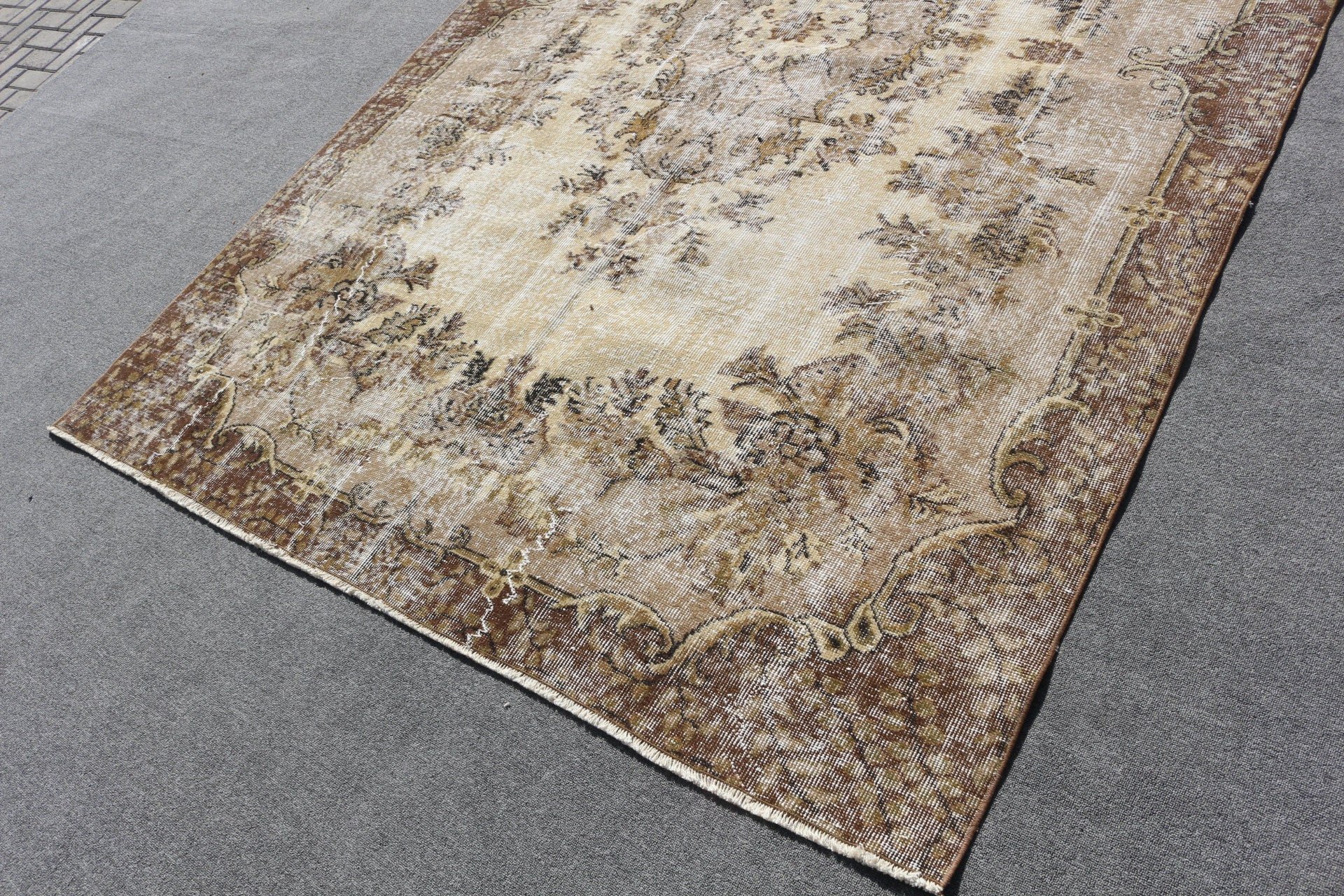 Cool Rugs, Bedroom Rug, Turkish Rug, 6.7x9.3 ft Large Rugs, Eclectic Rug, Dining Room Rug, Beige Floor Rug, Vintage Rug