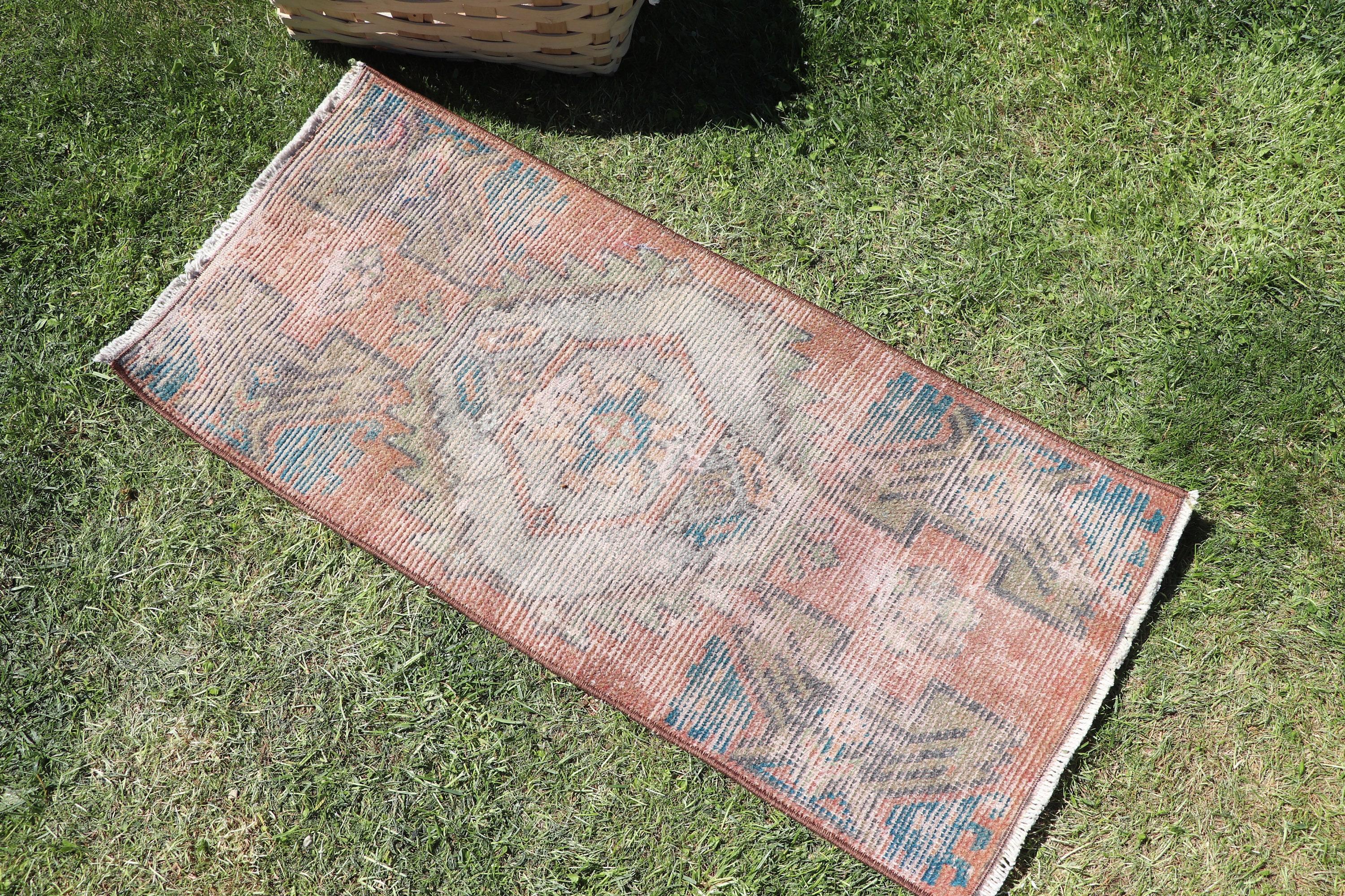 Vintage Halılar, 1.3x3 ft Küçük Halı, Turuncu El Dokuma Halılar, Düz Dokuma Halı, Ofis Halıları, Yer Halıları, Küçük Boho Halı, Çocuk Halıları, Türk Halısı