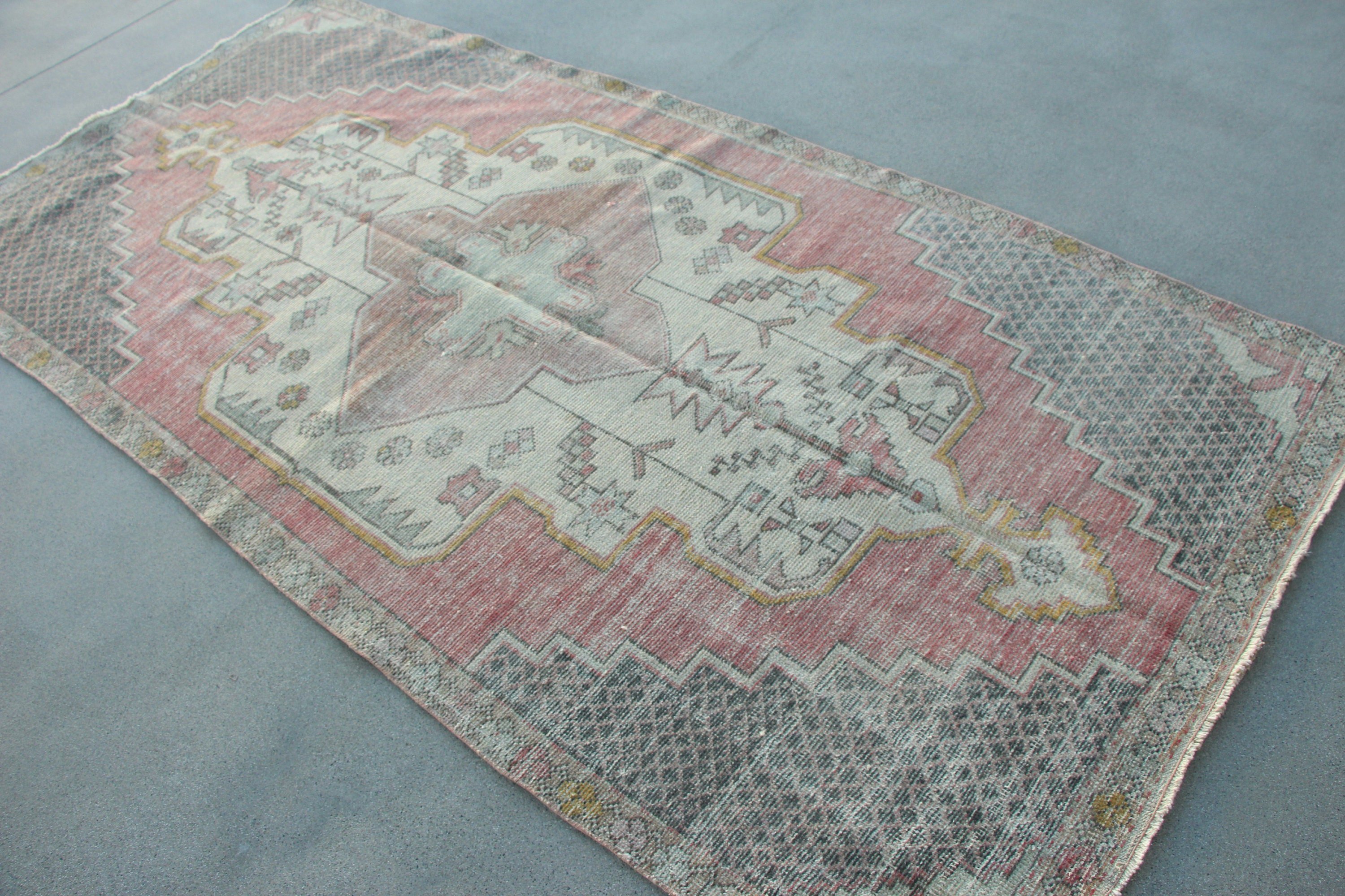 Pink Oushak Rug, Bedroom Rug, Turkish Rug, 4.2x9 ft Area Rug, Rugs for Floor, Antique Rugs, Cool Rug, Vintage Rug, Indoor Rug, Pale Rugs