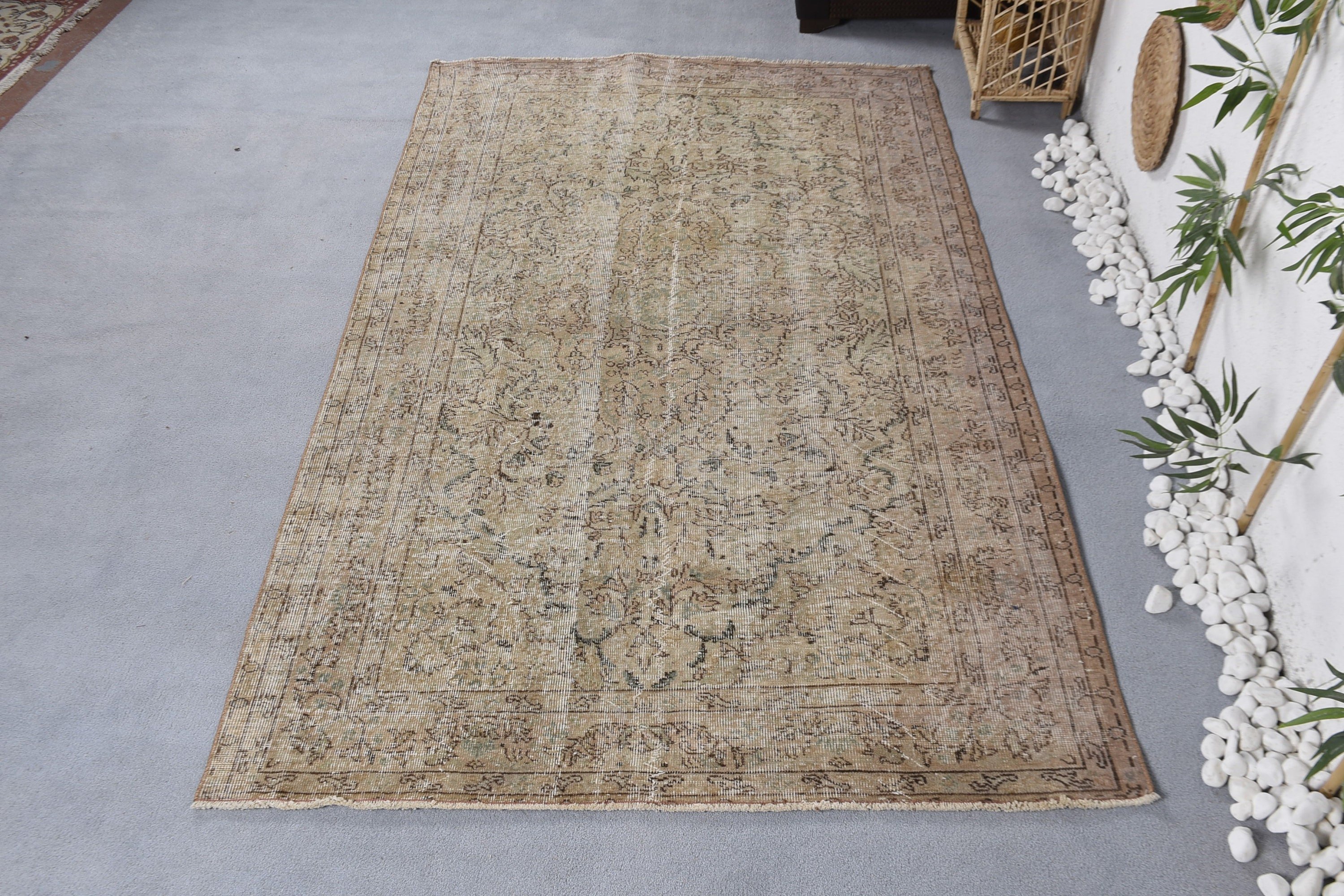 Floor Rug, Turkish Rug, Beige Anatolian Rugs, Dining Room Rug, Bedroom Rugs, Moroccan Rug, Abstract Rug, Vintage Rug, 5.2x8.5 ft Large Rug