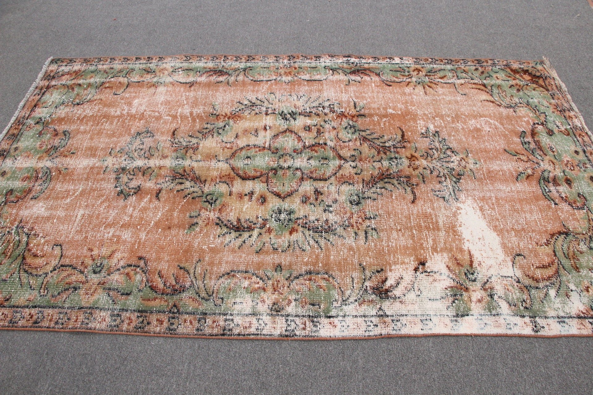 Floor Rug, Turkish Rugs, Rugs for Bedroom, Vintage Rug, 4.5x7.7 ft Area Rug, Flatweave Rug, Indoor Rug, Brown Bedroom Rug