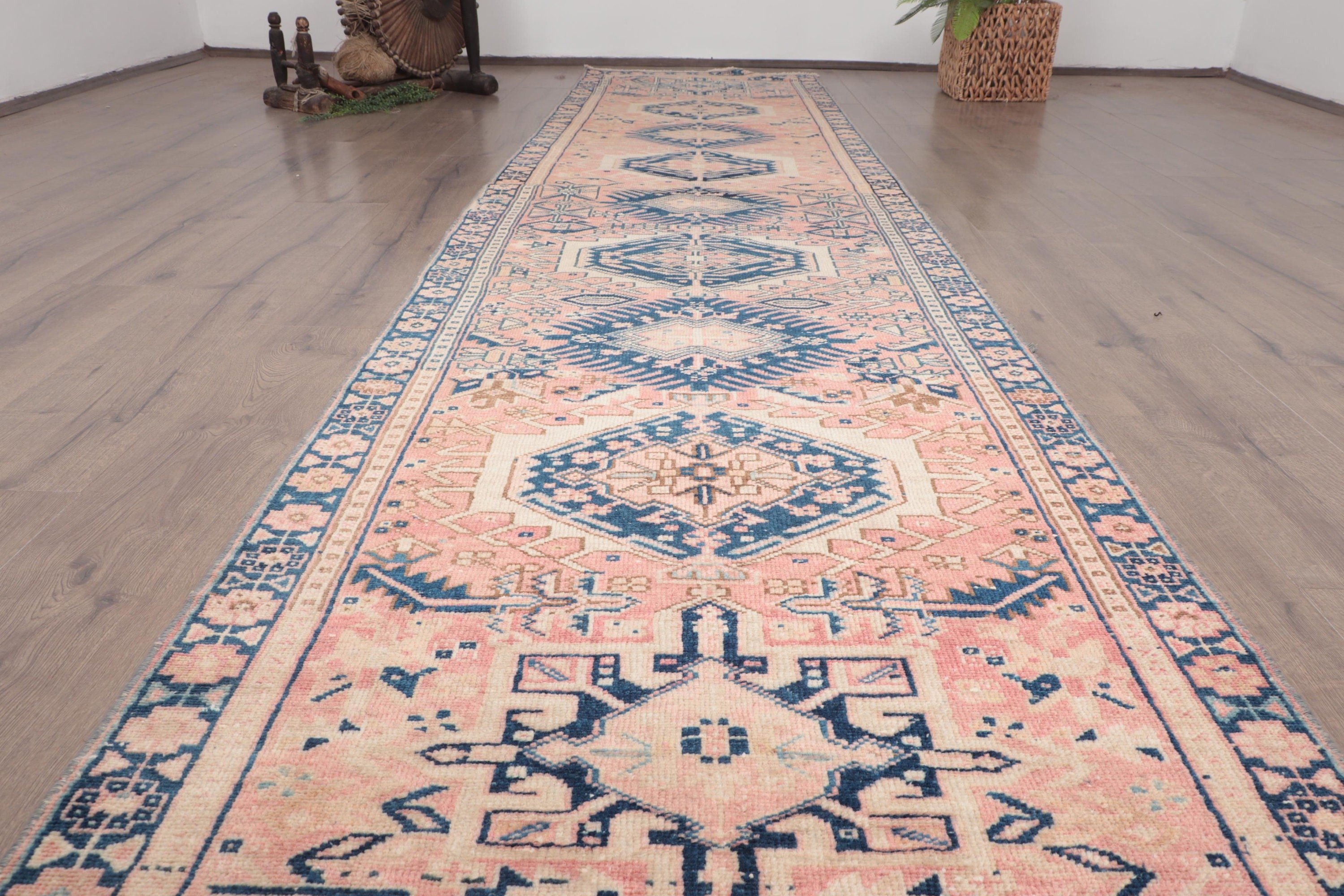 Ev Dekor Halısı, Beni Ourain Runner Halısı, Koridor Halıları, Modern Halı, 2.9x12.6 ft Runner Halıları, Türk Halısı, Vintage Halılar, Pembe Havalı Halı