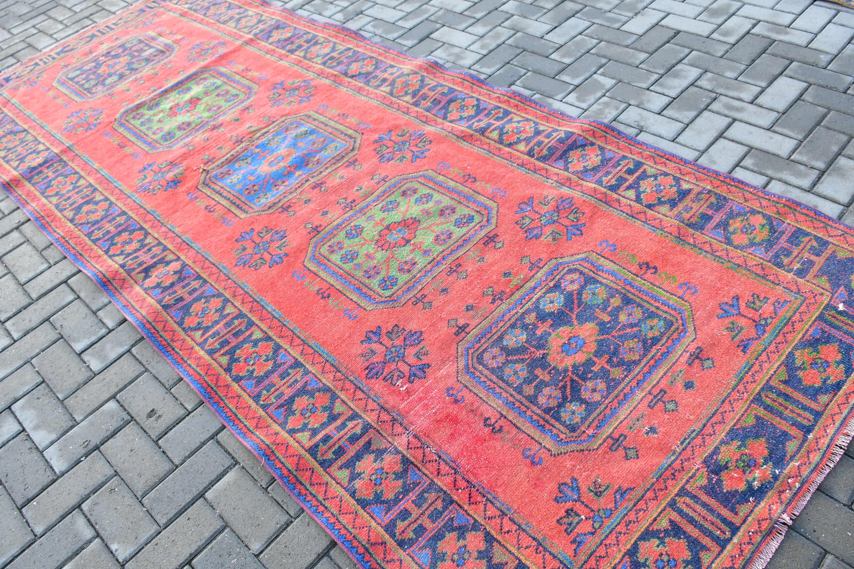 Turkish Rug, Salon Rugs, Floor Rugs, Dining Room Rugs, Vintage Rug, Red Bedroom Rugs, 4.7x11.2 ft Large Rug, Wool Rug, Aztec Rug, Cute Rug