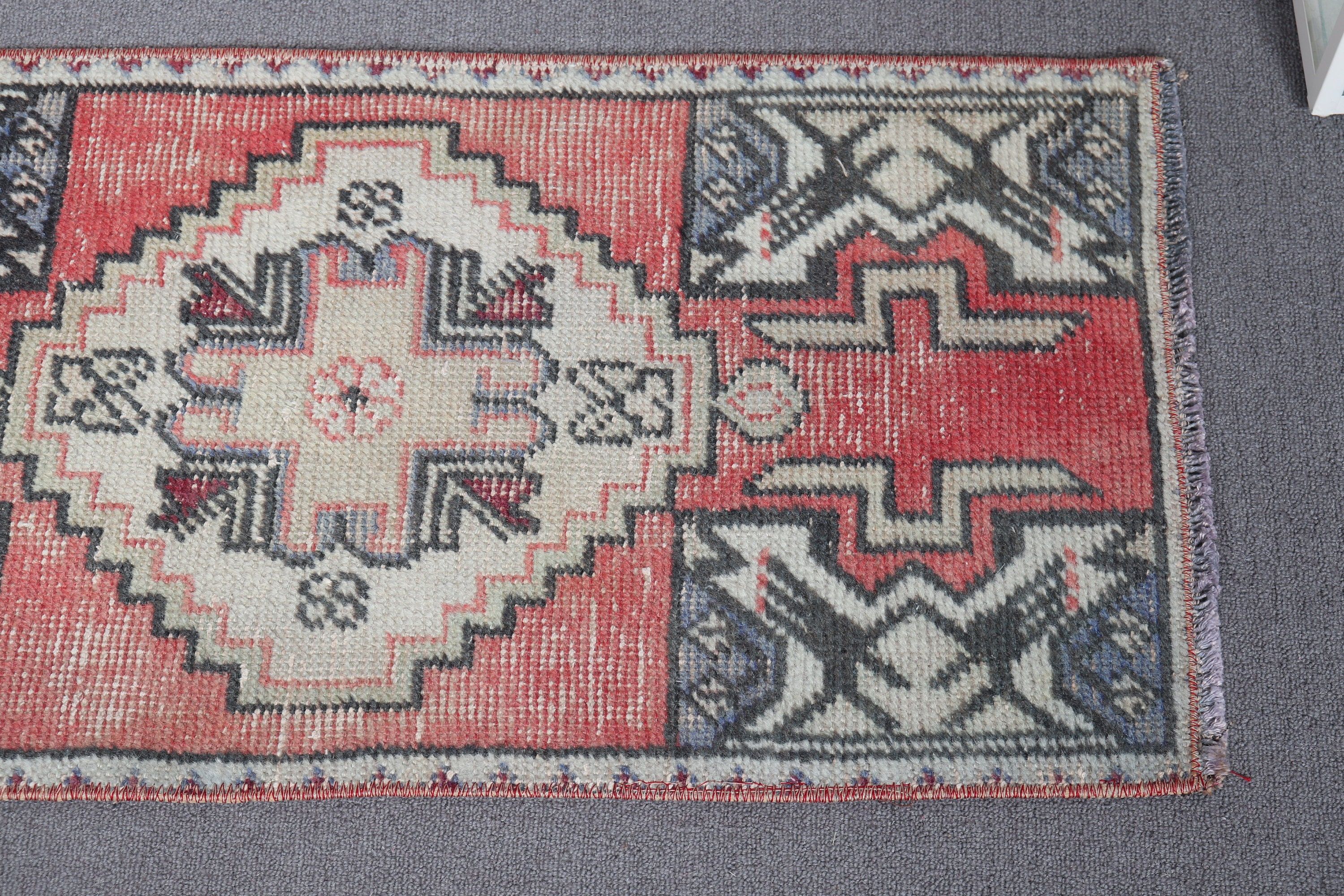 Vintage Rugs, Rugs for Bedroom, Red Antique Rug, Kitchen Rug, 1.3x2.7 ft Small Rug, Entry Rug, Turkish Rug, Oriental Rug, Antique Rug