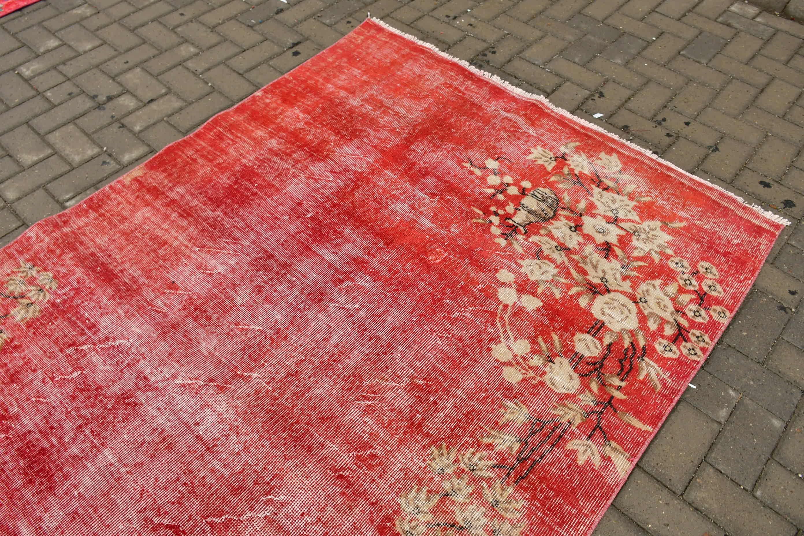 Dining Room Rug, 5x8.7 ft Large Rug, Kitchen Rug, Vintage Rugs, Turkish Rug, Red Bedroom Rug, Salon Rug, Boho Rug, Art Rug, Home Decor Rug