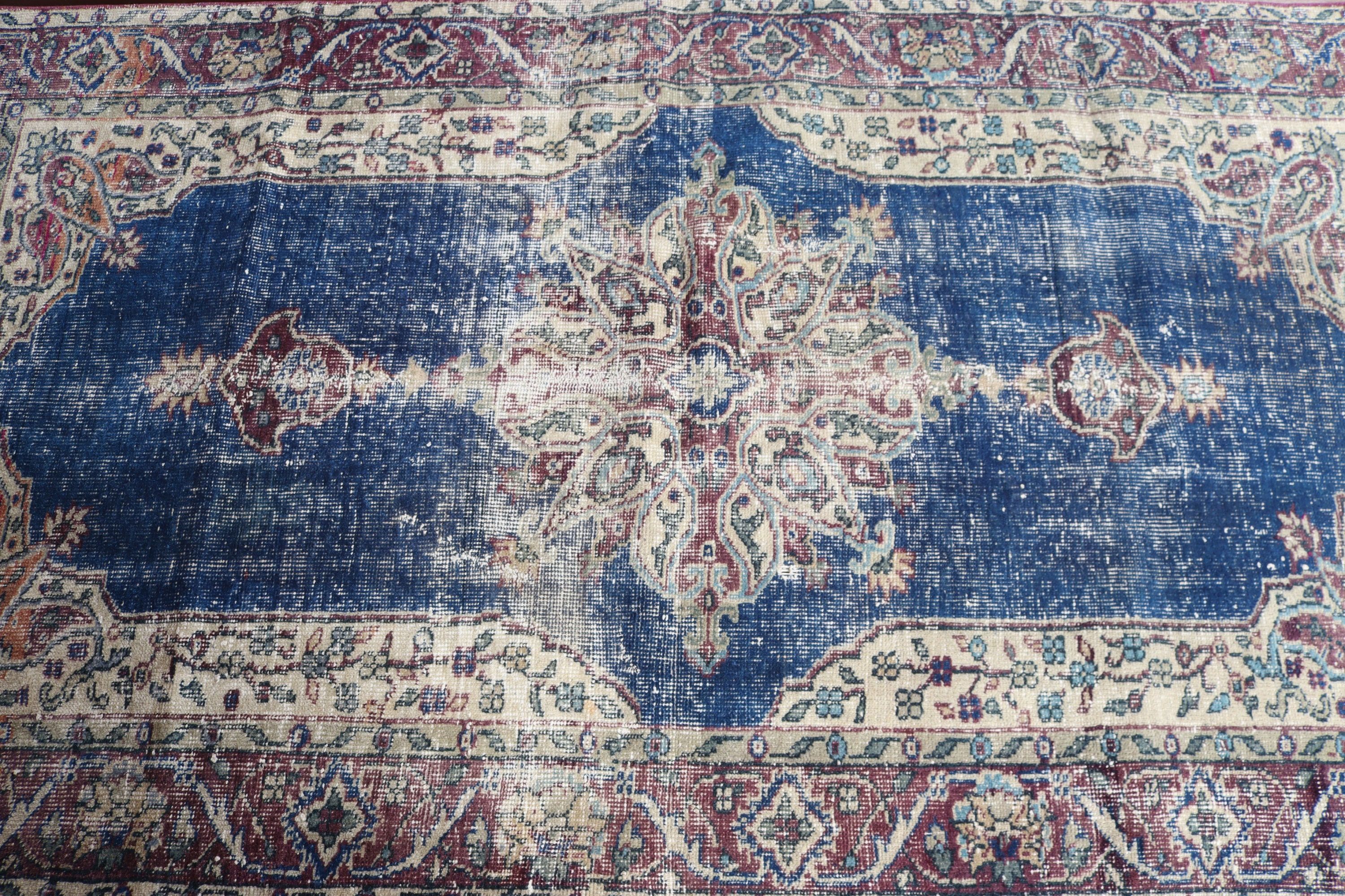 Türk Halısı, Mavi Havalı Halılar, Vurgulu Halılar, Geometrik Halı, 3,7x6,2 ft Vurgulu Halılar, Boho Vurgulu Halılar, Tribal Halı, Yatak Odası Halısı, Vintage Halı