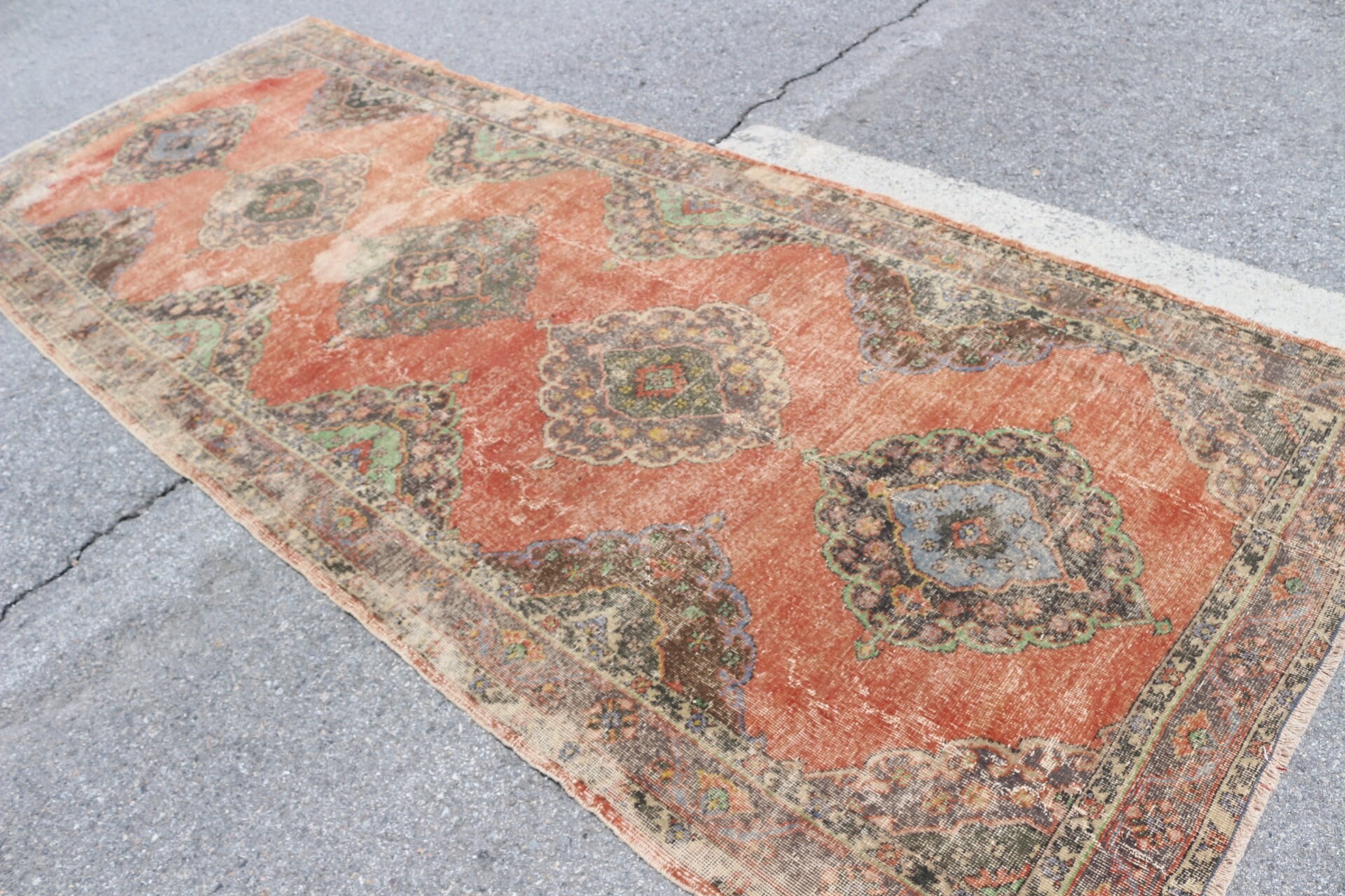 Rugs for Hallway, Anatolian Rugs, Oriental Rugs, Kitchen Rug, 5x12.5 ft Runner Rug, Vintage Rugs, Turkish Rugs, Orange Home Decor Rug