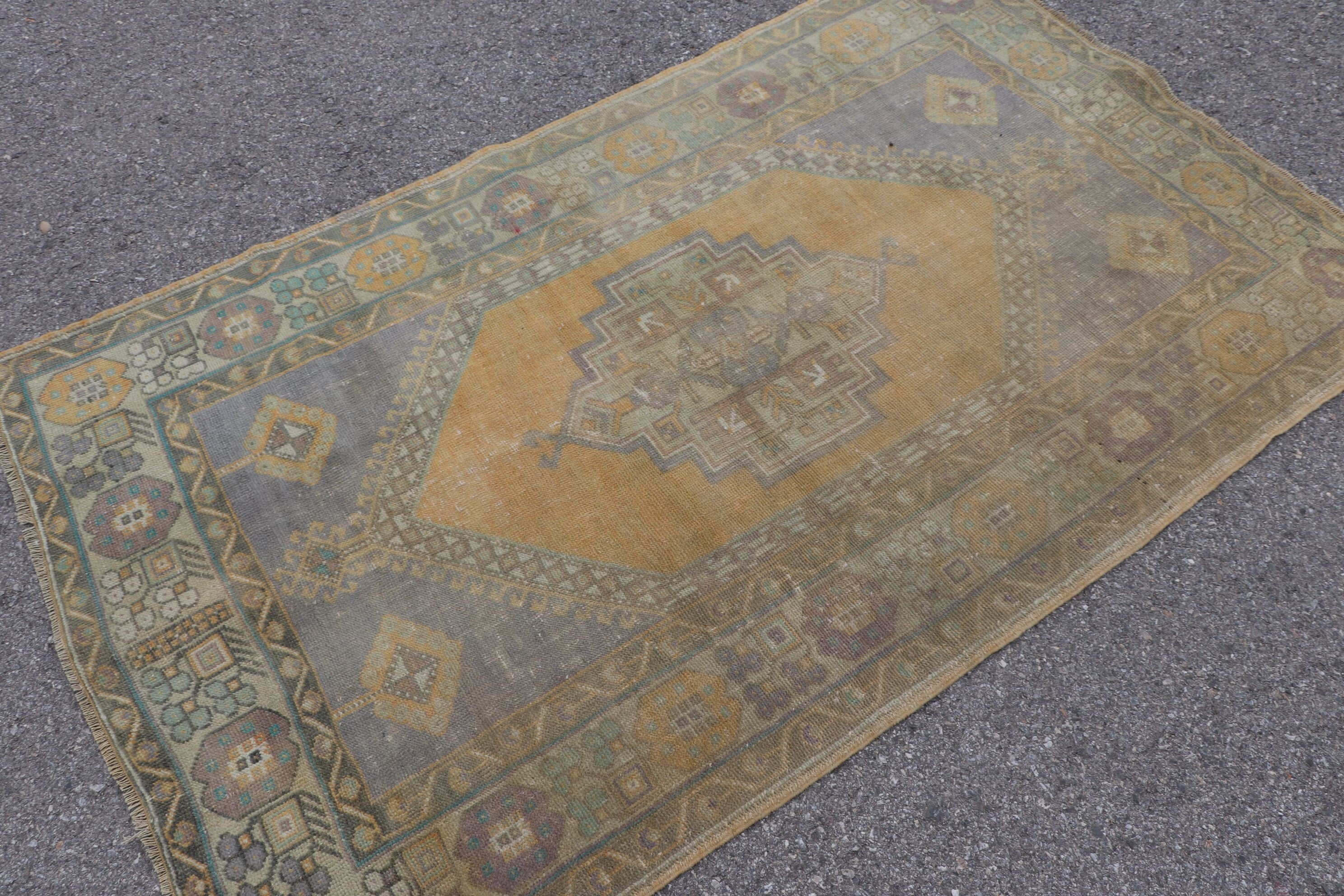 Vintage Rug, Oushak Rug, Turkish Rugs, Yellow  3.6x6 ft Accent Rug, Kitchen Rugs, Rugs for Bedroom, Entry Rug, Bohemian Rugs