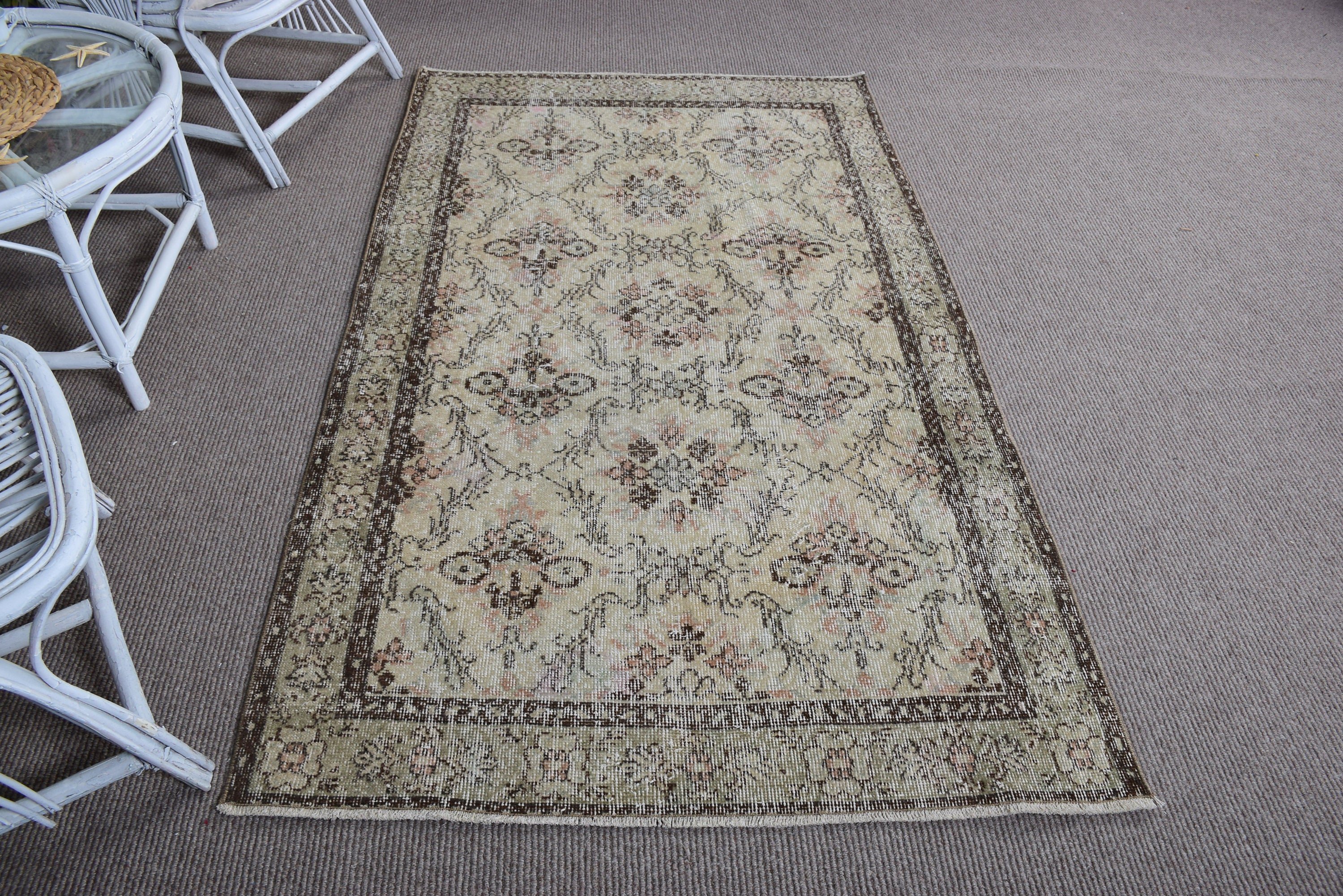 Yatak Odası Halıları, 3,8x6,4 ft Alan Halısı, İç Mekan Halıları, Nötr Halı, Aztek Halısı, Türk Halısı, Kahverengi Mutfak Halısı, Boho Alan Halısı, Vintage Halılar