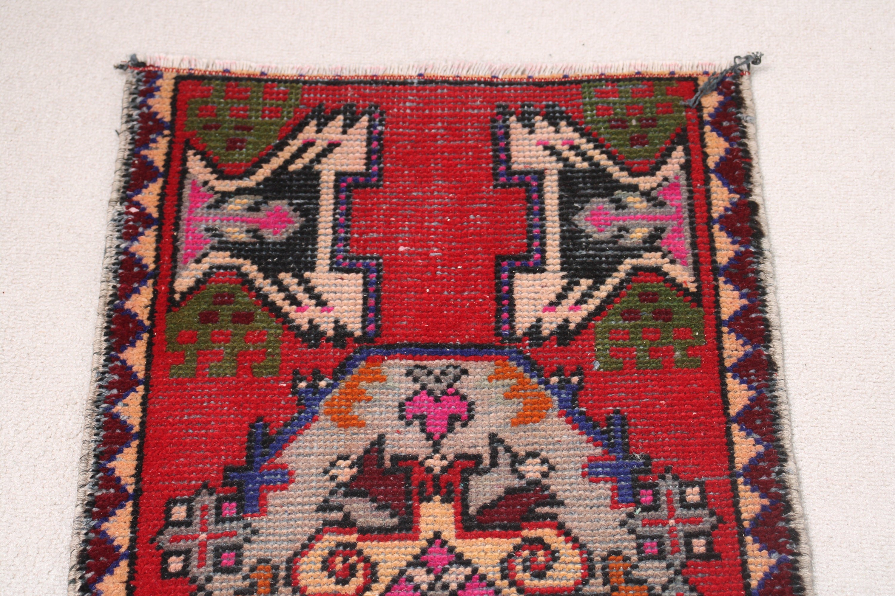 Wall Hanging Rugs, Turkish Rug, Neutral Rugs, Flatweave Rug, 1.5x2.9 ft Small Rug, Red Bedroom Rug, Small Area Rugs, Vintage Rugs