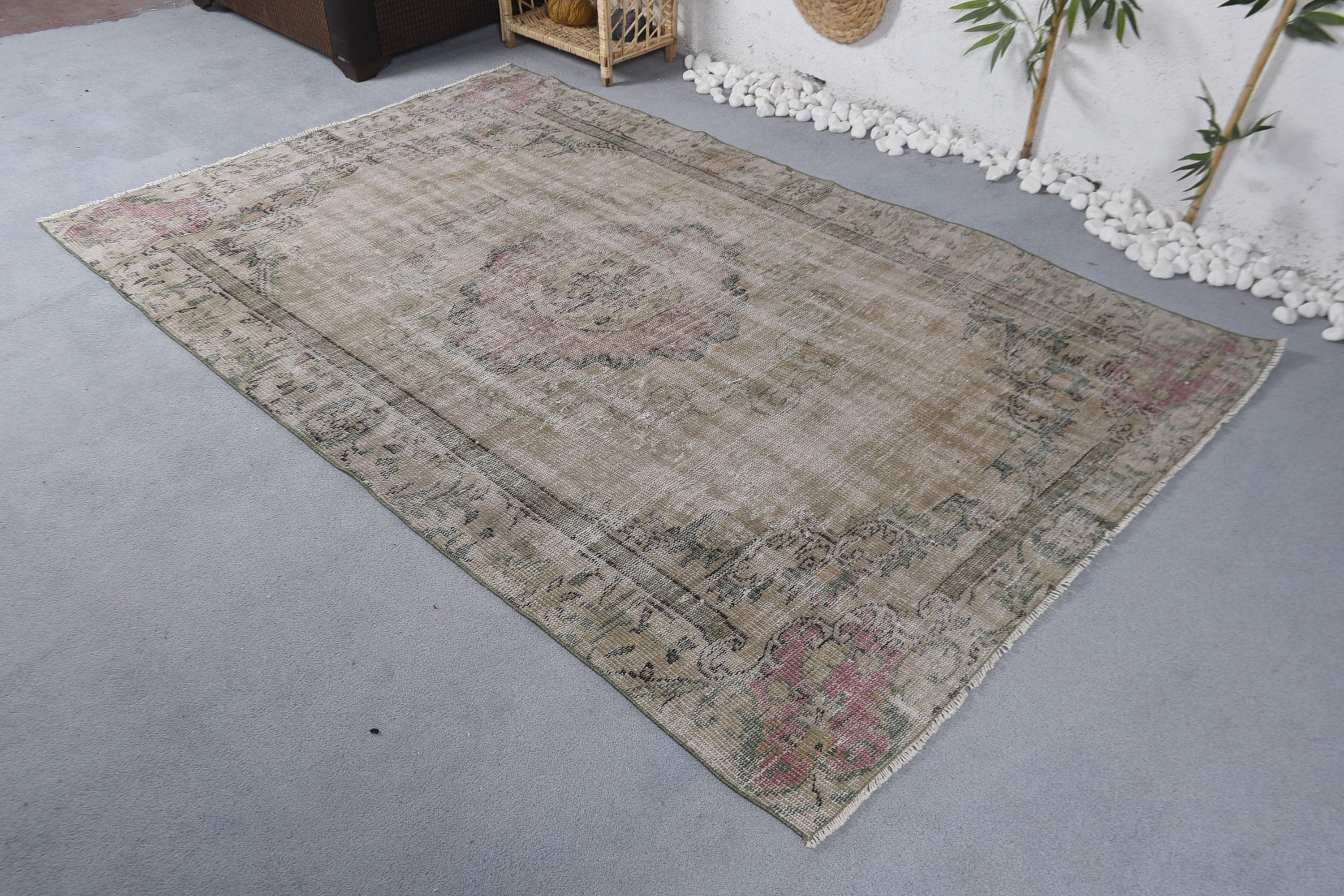 4.8x7.7 ft Area Rug, Green Antique Rugs, Anatolian Rugs, Natural Rugs, Dining Room Rug, Turkish Rug, Antique Rug, Vintage Rug, Kitchen Rug