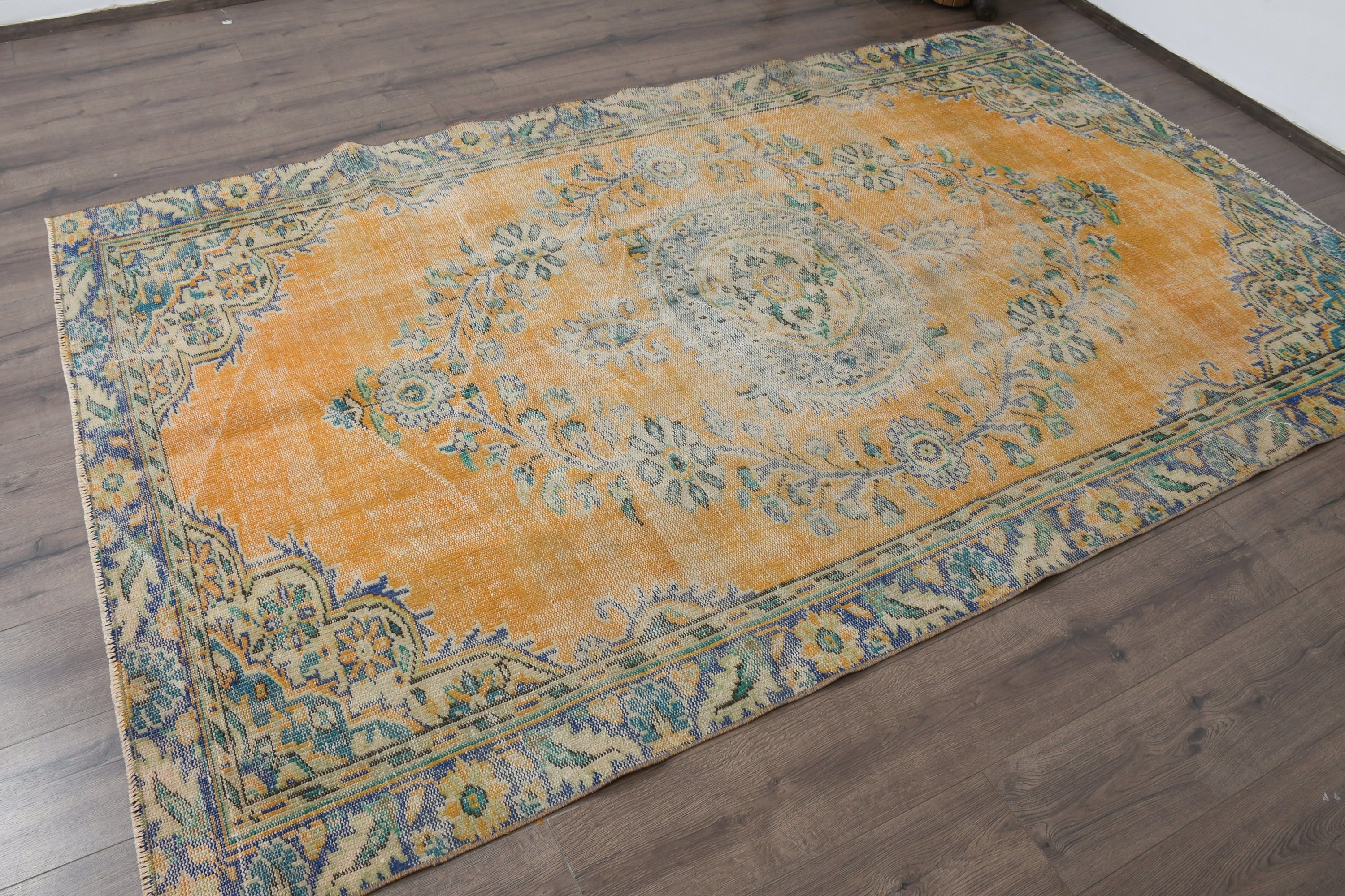 Turkish Rug, Moroccan Rug, Yellow Antique Rug, Anatolian Rugs, Dorm Rug, 5.2x8.5 ft Large Rug, Bedroom Rugs, Living Room Rug, Vintage Rug