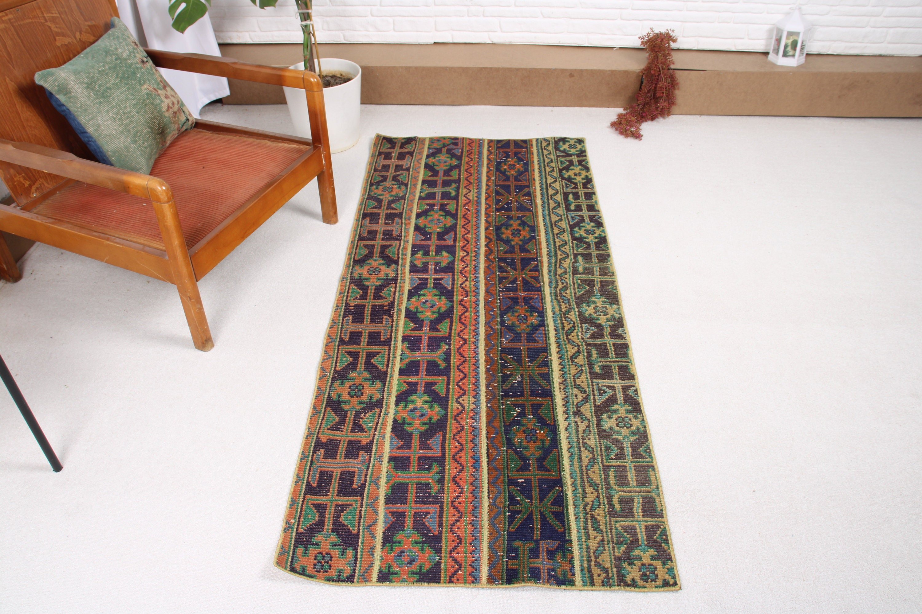 Vintage Halılar, Yatak Odası Halıları, Türk Halısı, 2,6x5,9 ft Vurgulu Halılar, Mutfak Halıları, Vintage Vurgulu Halı, Fas Halısı, Mavi El Dokuma Halılar