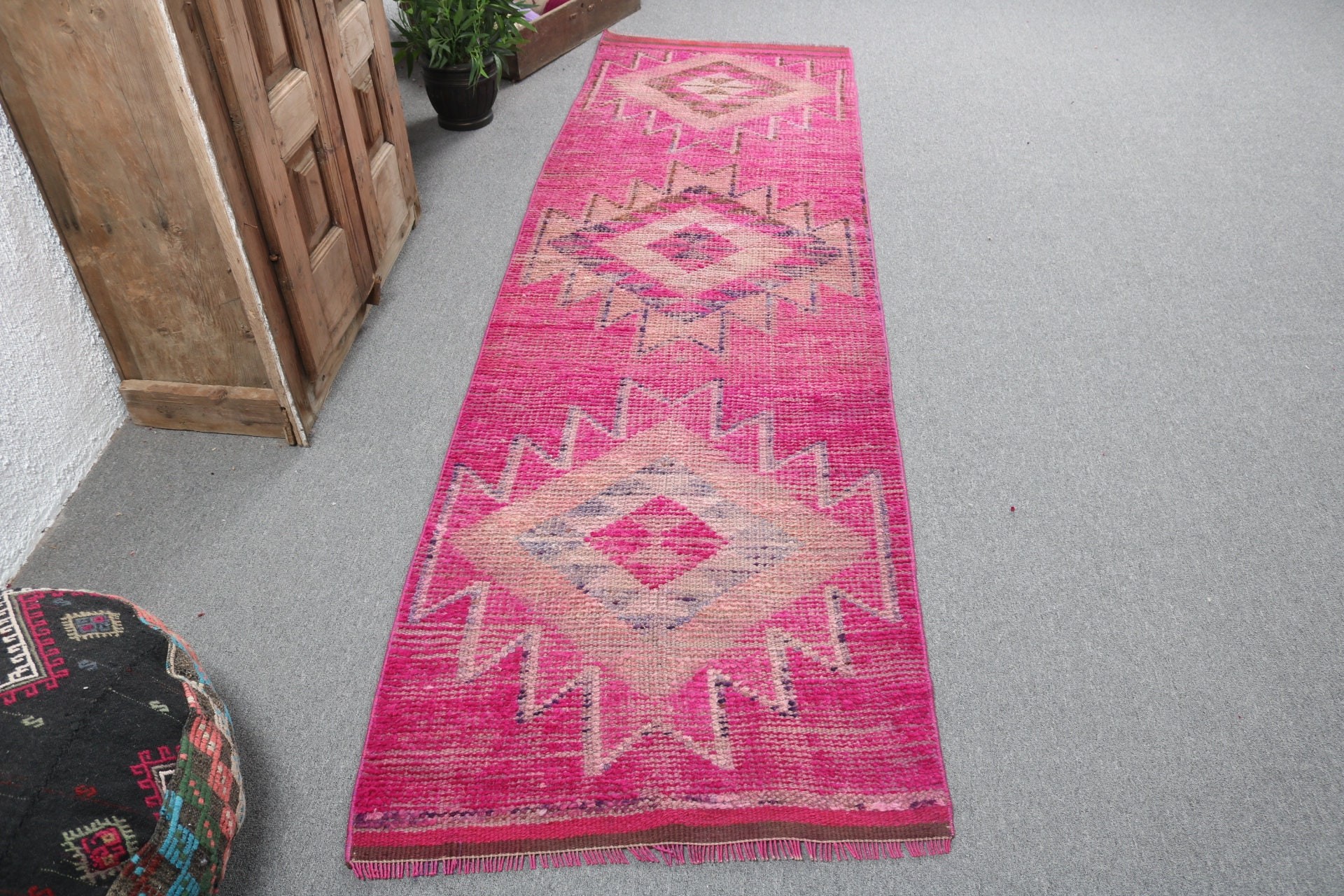 Turkish Rugs, Modern Rugs, Vintage Rug, Kitchen Rugs, Hallway Rug, Pink Luxury Rug, Handwoven Rugs, 2.7x9.3 ft Runner Rugs, Corridor Rugs