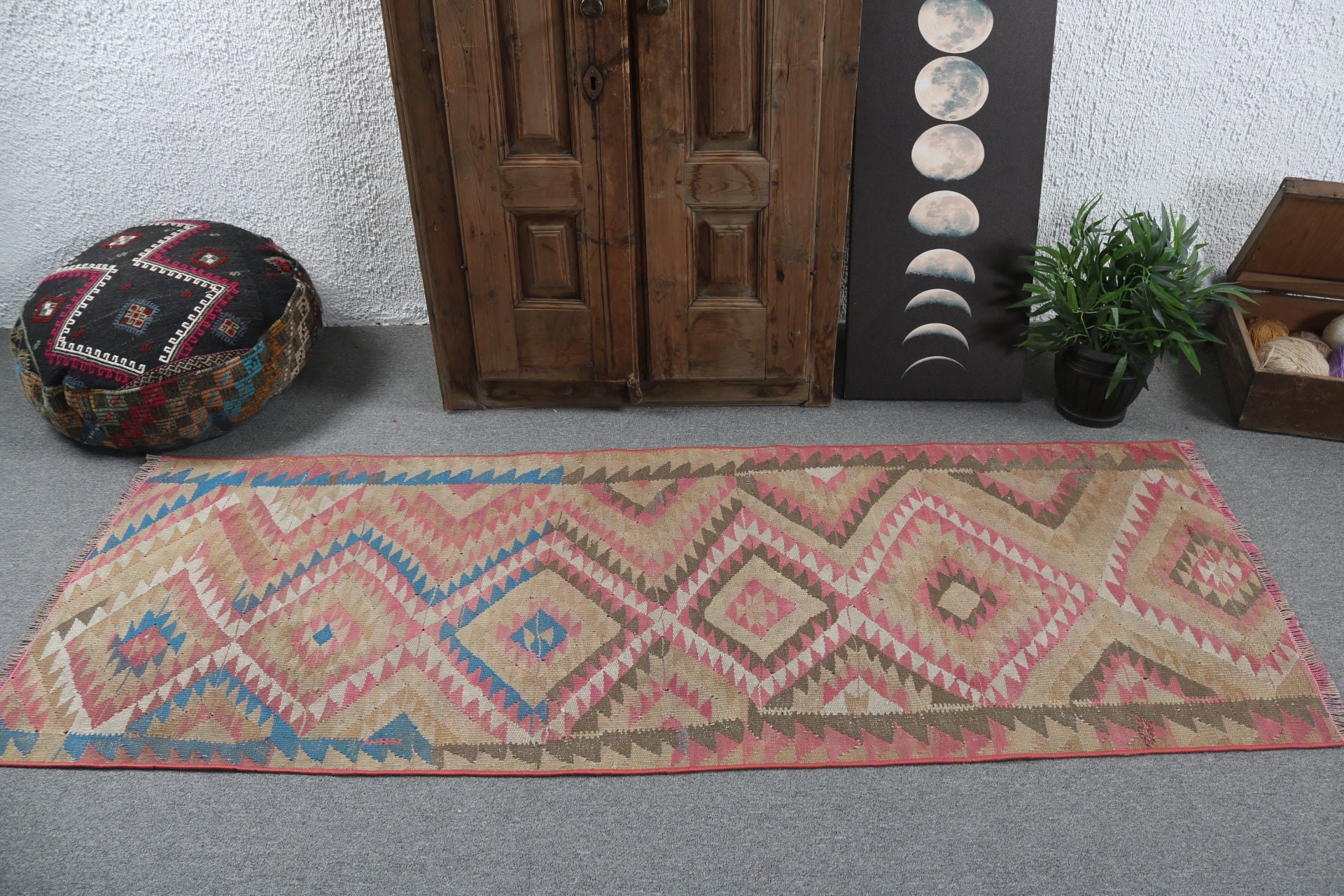 Kahverengi Anadolu Halıları, Estetik Halılar, Beni Ourain Yolluk Halıları, Vintage Halılar, Türk Halıları, 2.6x7.2 ft Yolluk Halısı, Lüks Halı, Yatak Odası Halıları