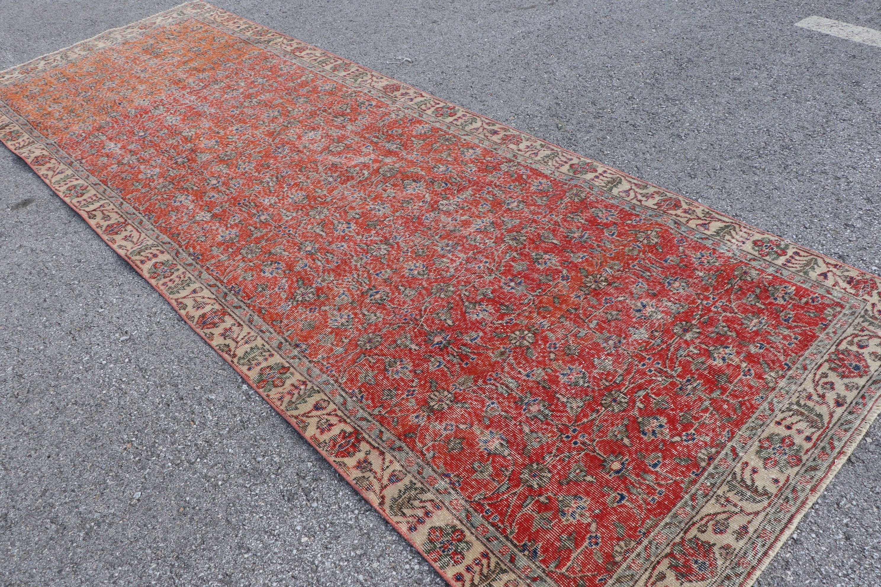 Anadolu Halısı, Mutfak Halıları, Kırmızı Ev Dekorasyonu Halısı, Yün Halıları, Koridor Halıları, Vintage Halı, 4.4x12.6 ft Runner Halısı, Yer Halıları, Türk Halısı