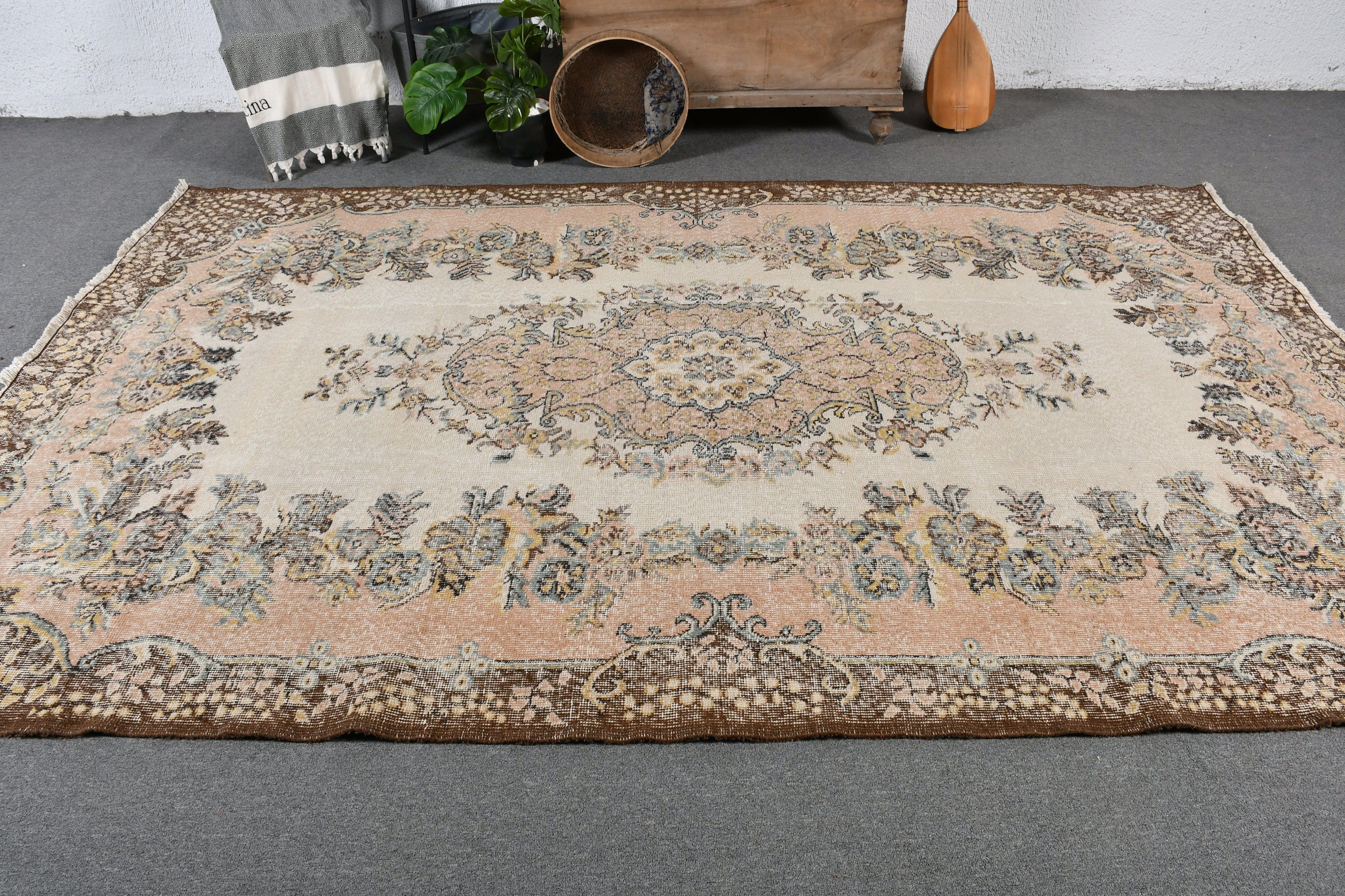 Living Room Rug, Moroccan Rugs, Floor Rug, Turkish Rug, Decorative Rug, Brown Bedroom Rugs, Vintage Rug, Salon Rugs, 6.2x9.9 ft Large Rugs