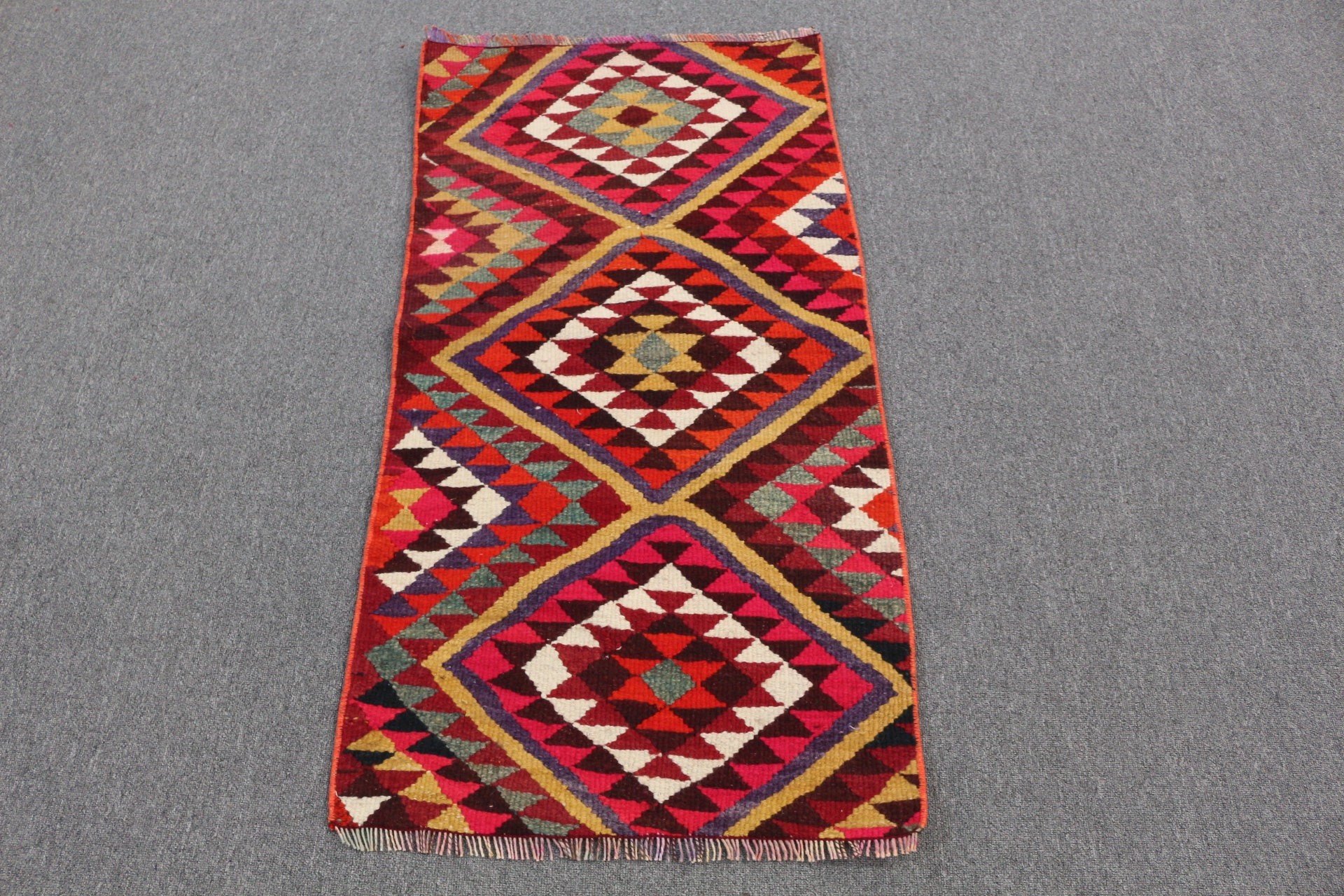 Turkish Rugs, Vintage Rugs, Red  2.1x4 ft Small Rug, Entry Rug, Bath Rug, Rugs for Bathroom, Antique Rug, Oriental Rugs