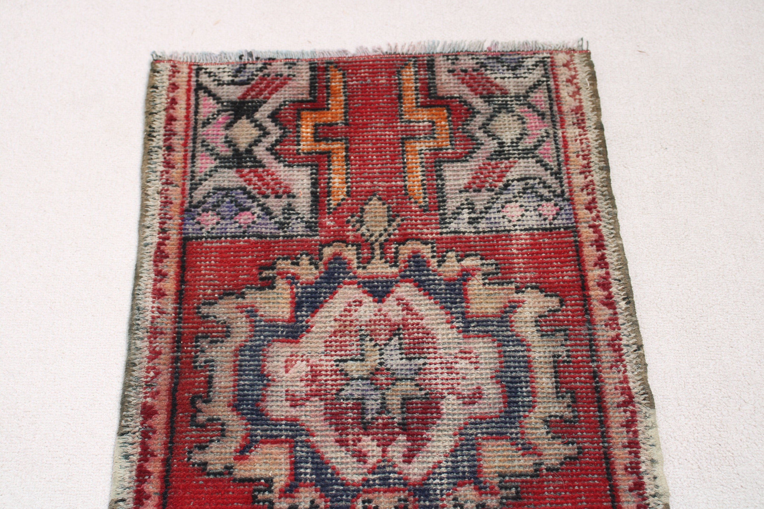 1.7x2.8 ft Small Rugs, Nursery Rugs, Floor Rugs, Bathroom Rug, Rugs for Bath, Vintage Rug, Turkish Rugs, Red Geometric Rugs, Anatolian Rug