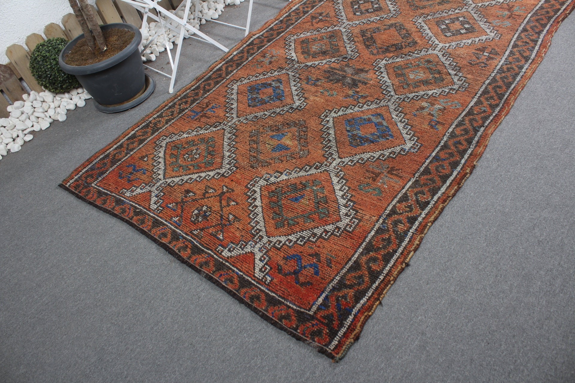 4.7x10 ft Large Rugs, Custom Rugs, Turkish Rug, Vintage Rug, Anatolian Rug, Bedroom Rugs, Cool Rugs, Dining Room Rug, Orange Home Decor Rug