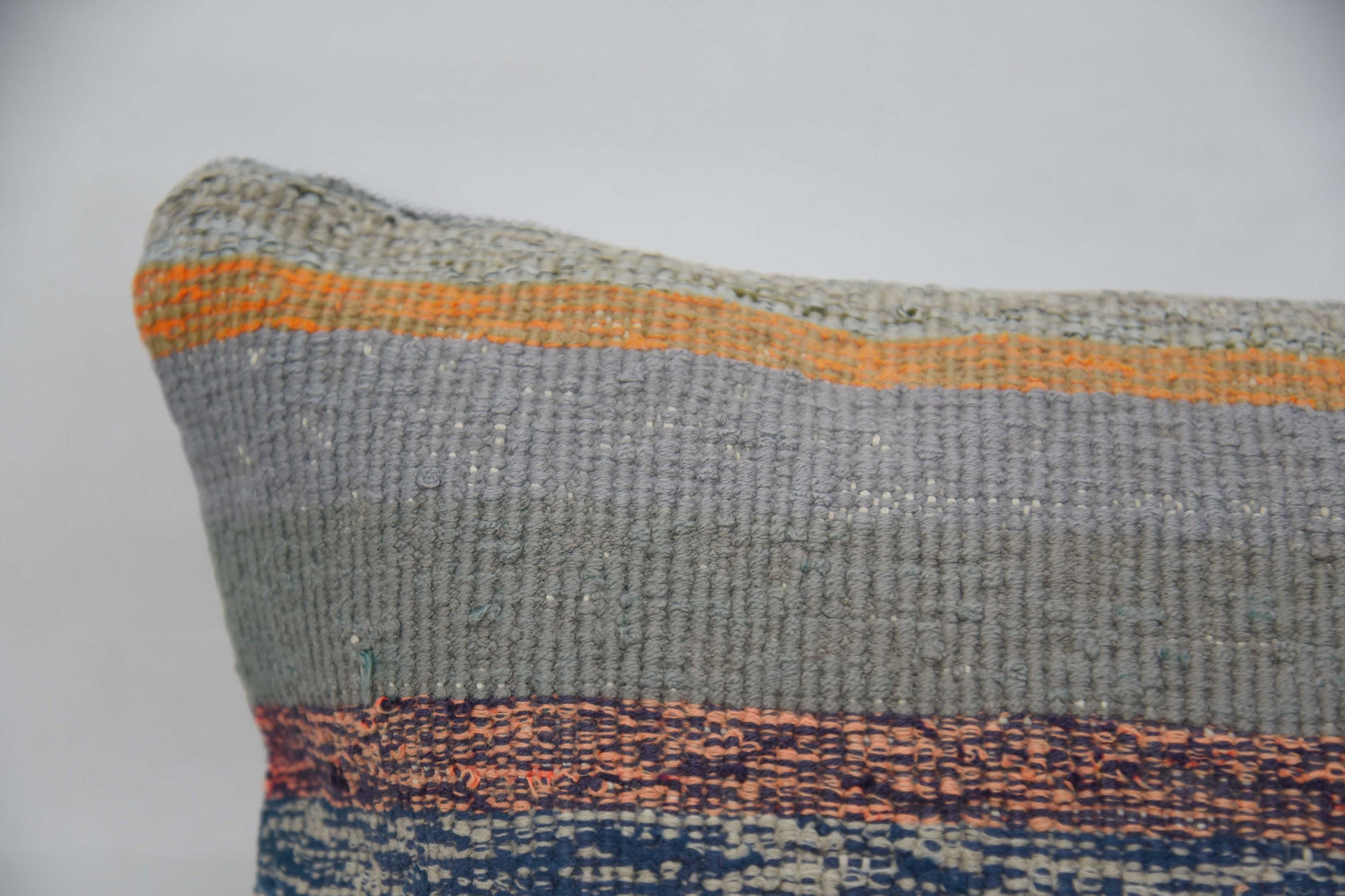 Vintage Kilim Pillow Cushion Cover, Turkish Pillow, Meditation Pillow Case, Boho Pillow, 16"x24" Gray Cushion Case, Vintage Pillow
