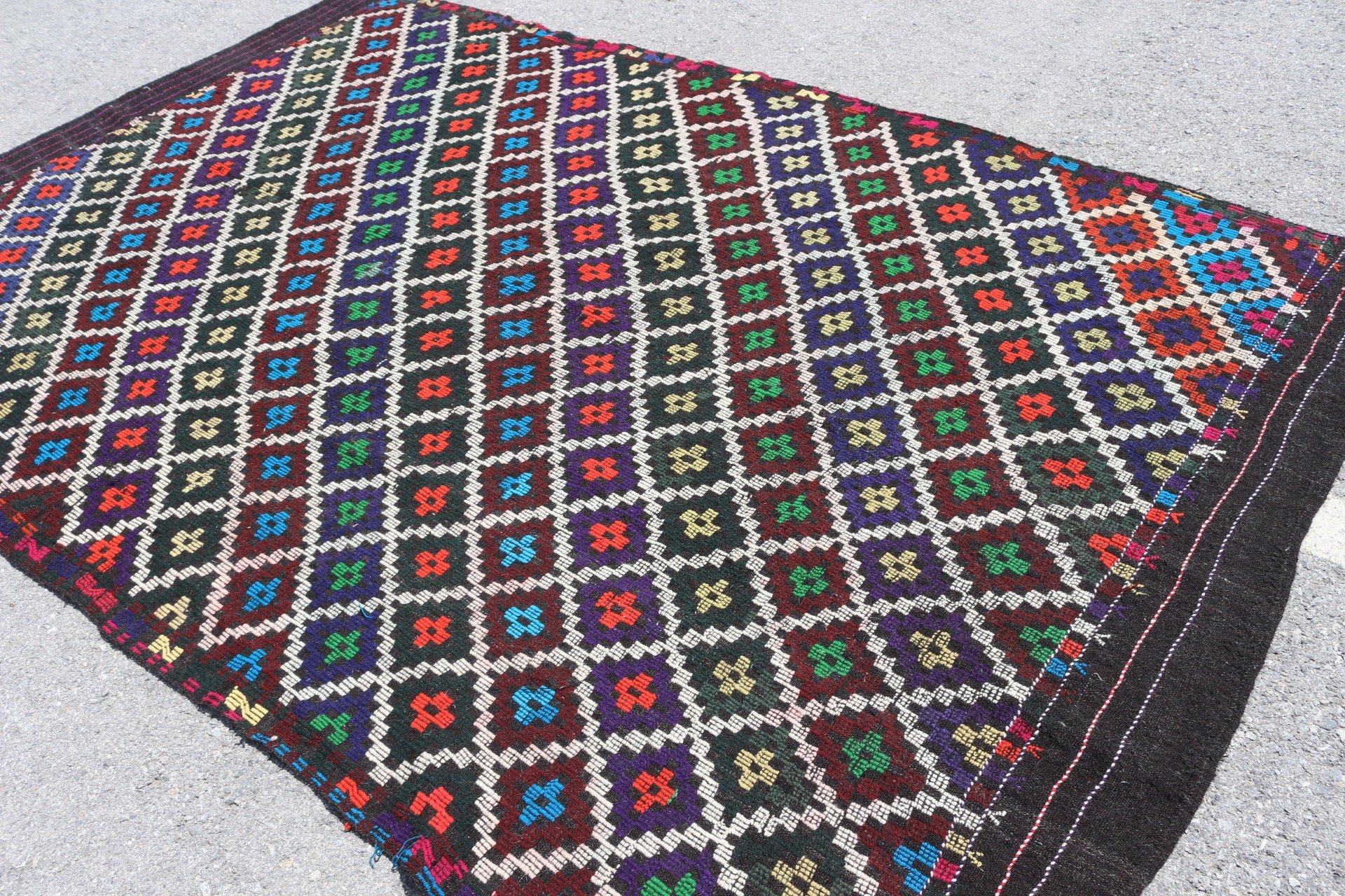 Yemek Odası Halısı, Oturma Odası Halısı, Türk Halıları, Siyah Yatak Odası Halıları, Vintage Halı, Kilim, 6.5x10.2 ft Büyük Halı, Yatak Odası Halıları, Antika Halılar