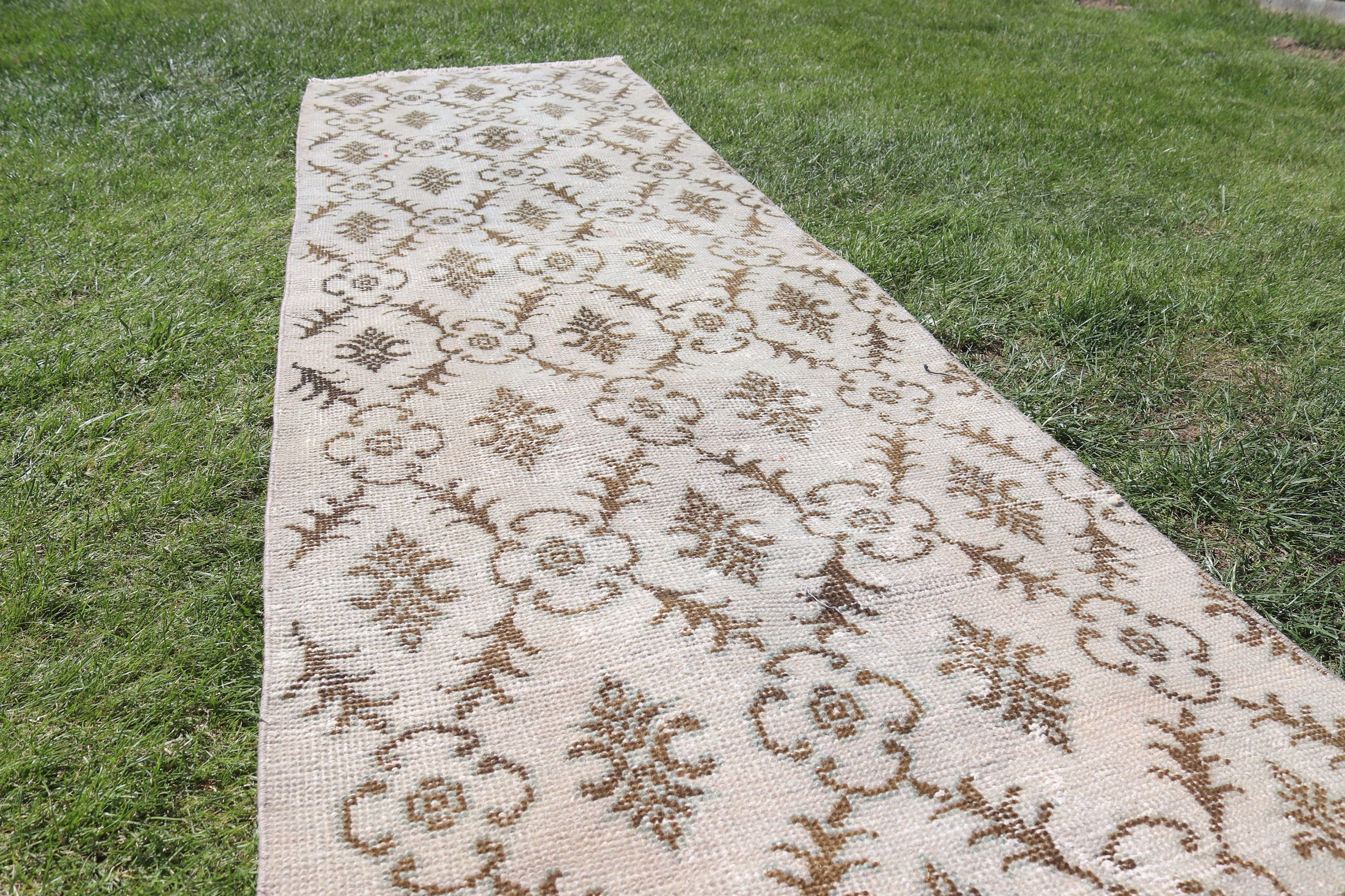 Beige Modern Rugs, Vintage Rugs, Beni Ourain Runner Rug, Anatolian Rug, Antique Rugs, Turkish Rug, 2.6x9 ft Runner Rug, Vintage Runner Rugs