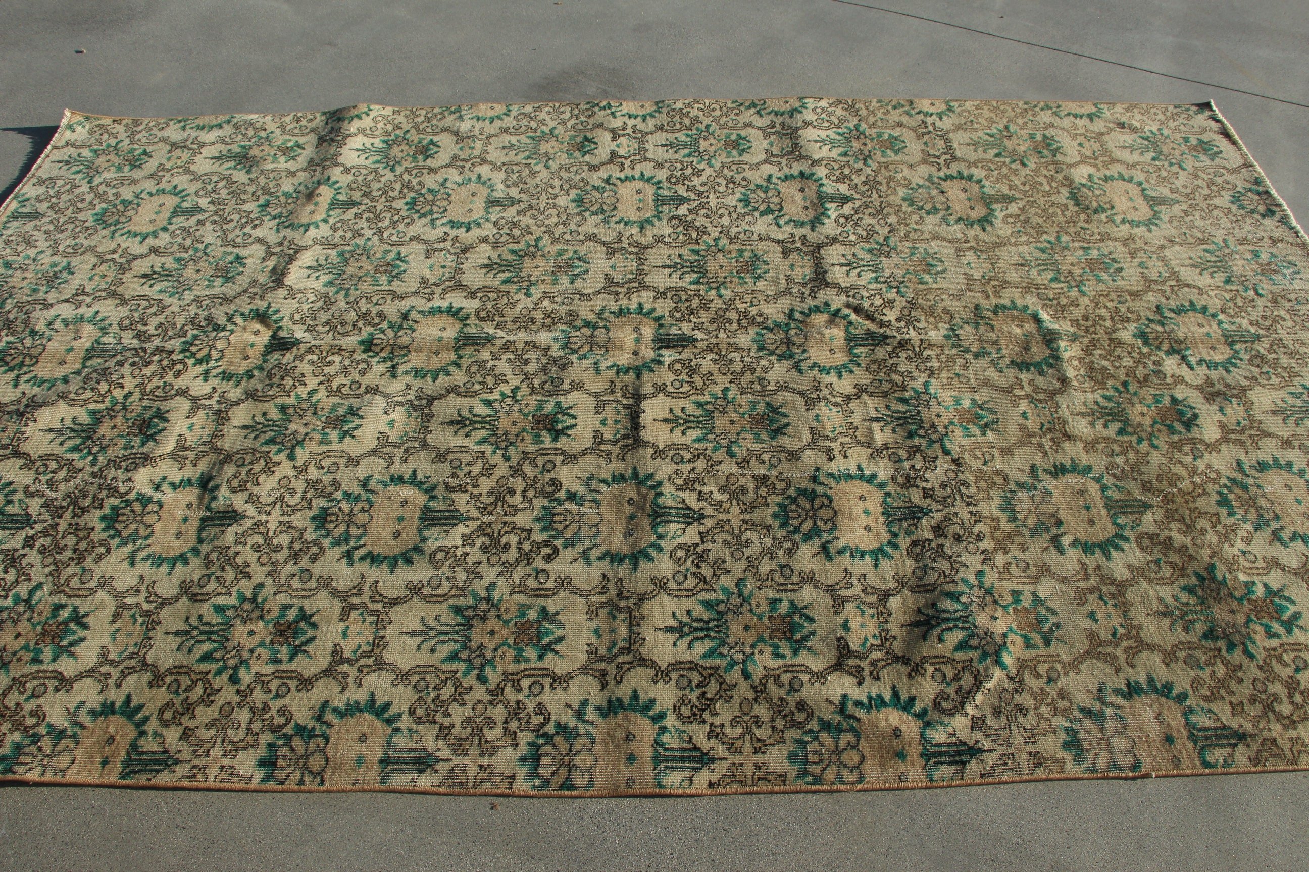 Kahverengi Yatak Odası Halıları, Büyük Boho Halıları, Boho Halıları, Vintage Halılar, 5.7x9.4 ft Büyük Halılar, Türk Halıları, Büyük Oushak Halısı, Anadolu Halıları