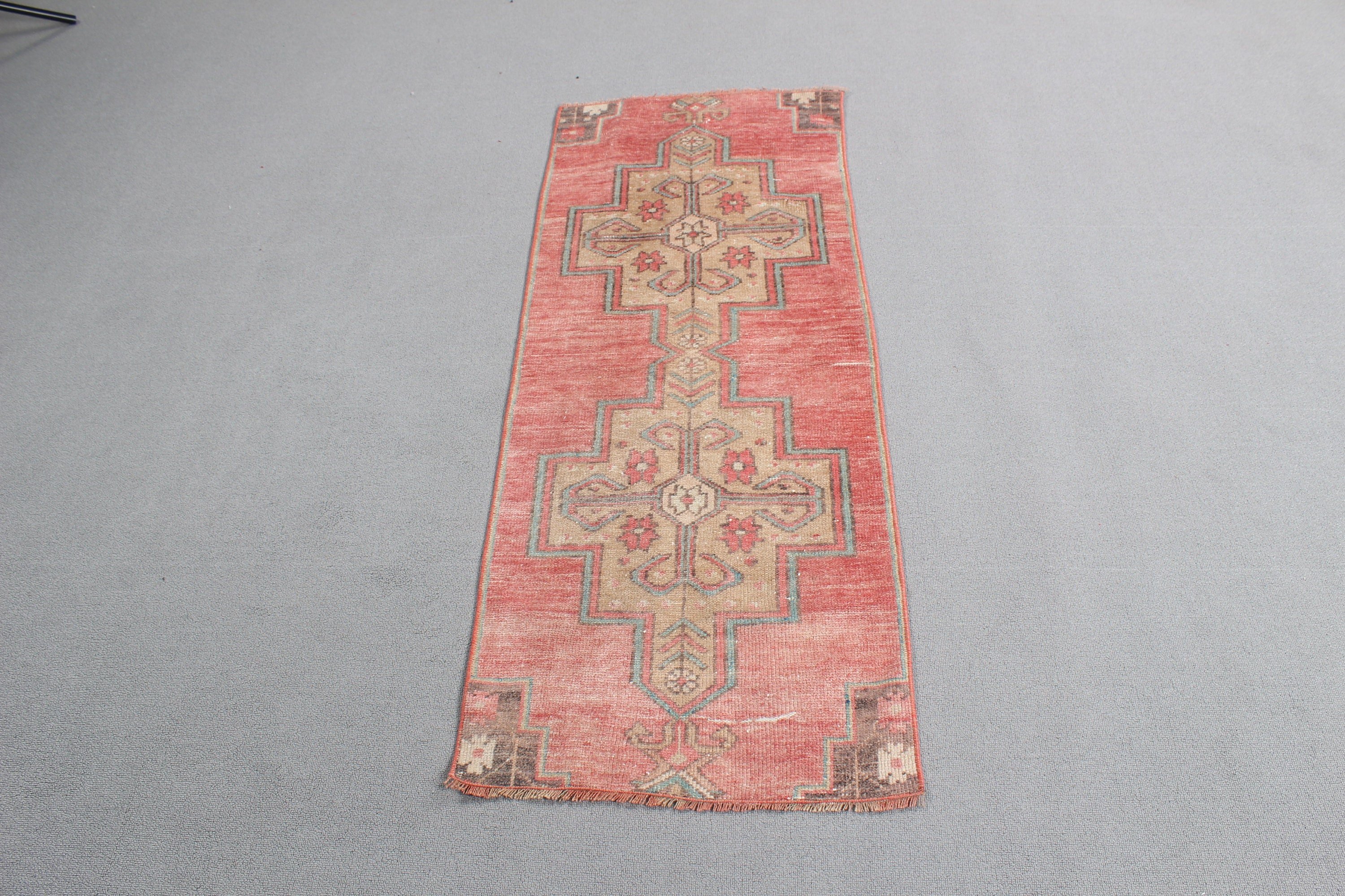 Sevimli Banyo Paspası Halısı, Mutfak Halıları, Nötr Halı, Türk Halısı, Çocuk Halıları, Vintage Halı, Pembe Oryantal Halı, Boho Halıları, 1.9x4.6 ft Küçük Halı