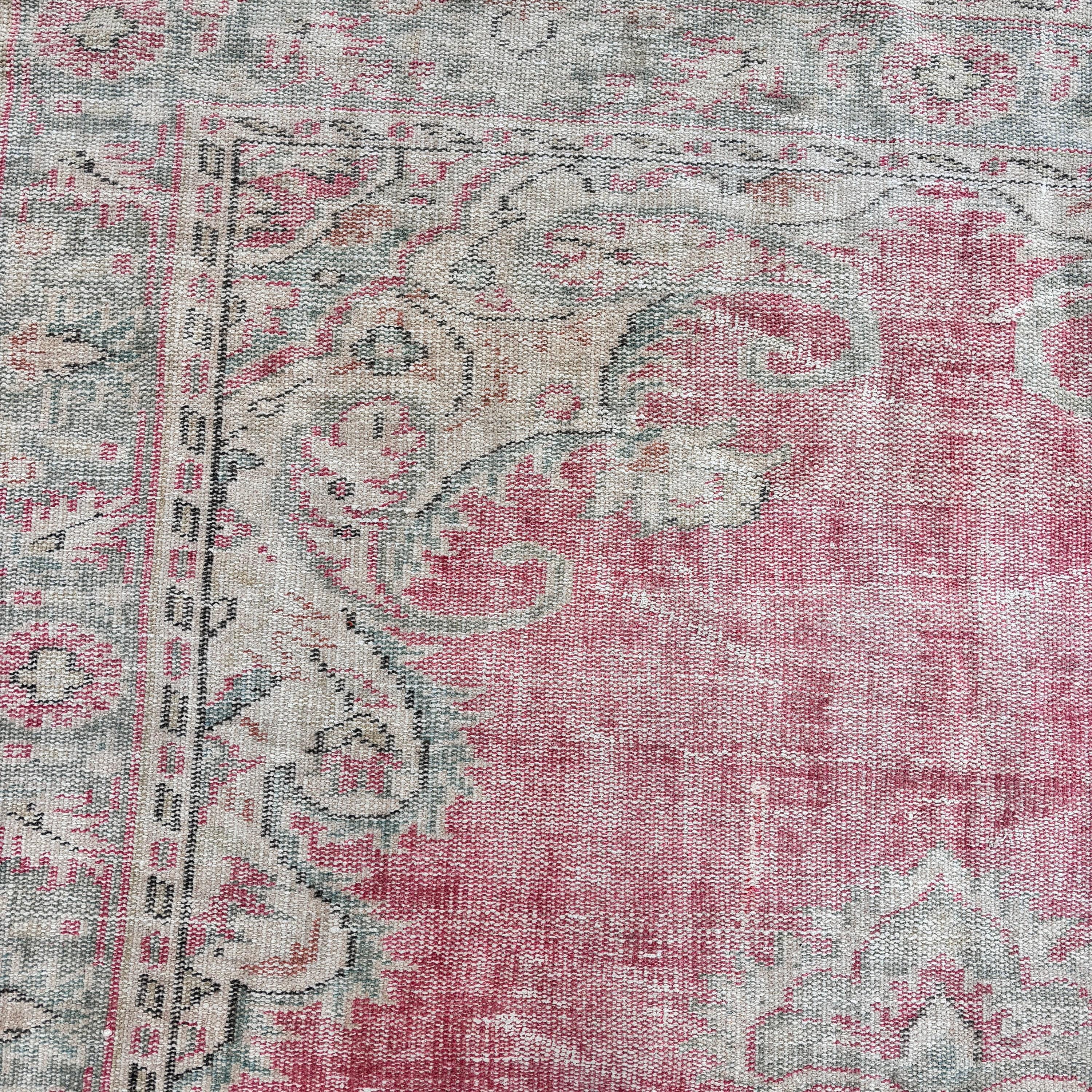 Turkish Rug, Bedroom Rugs, Rugs for Bedroom, Vintage Rugs, Oriental Rug, Large Boho Rug, 6x8.8 ft Large Rug, Pink Floor Rugs, Oushak Rug