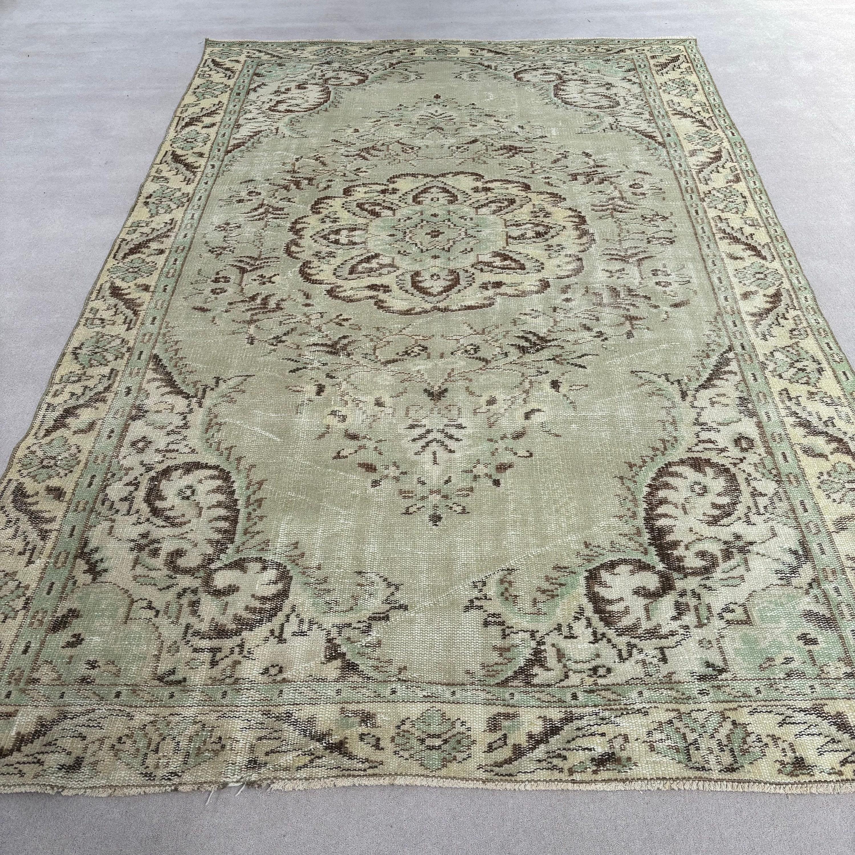 Türk Halıları, Büyük Boho Halıları, Bildiri Halısı, Organik Halılar, Oushak Halıları, 5,4x8,8 ft Büyük Halı, Vintage Halılar, Kahverengi Modern Halı, Yatak Odası Halıları