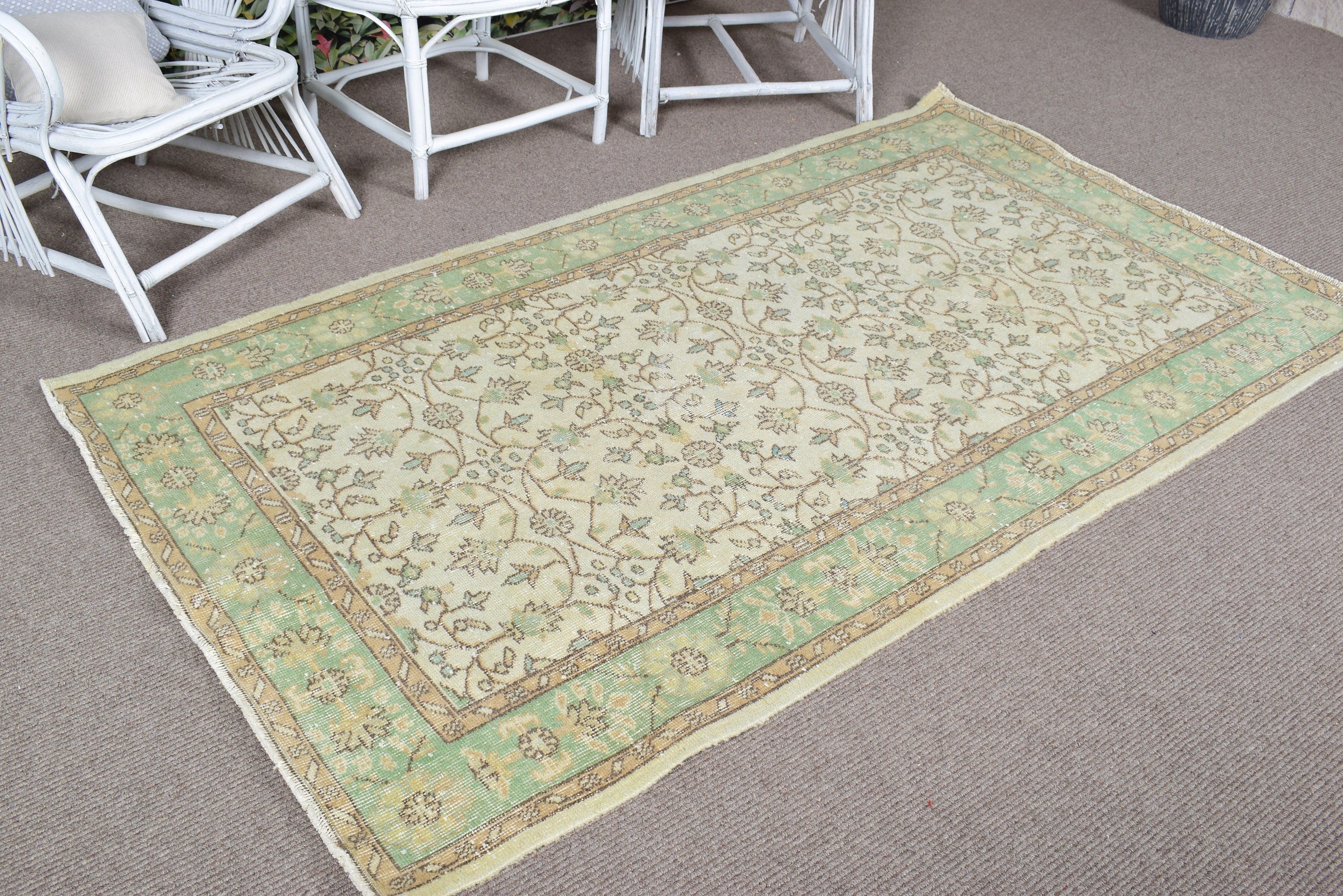 Antique Rugs, Green Flatweave Rugs, Kitchen Rugs, Rugs for Vintage Area, Nursery Rug, 4.1x7.1 ft Area Rug, Vintage Rug, Turkish Rugs