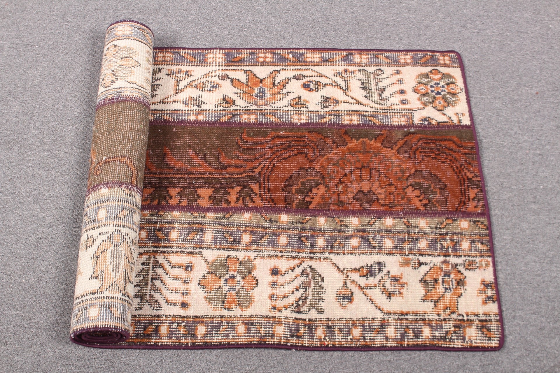 2x5.2 ft Runner Halıları, Koridor Halıları, Mutfak Halıları, Vintage Halı, Yatak Odası Halısı, Bej Yer Halıları, Ev Dekorasyonu Halıları, Türk Halısı, Parlak Halılar