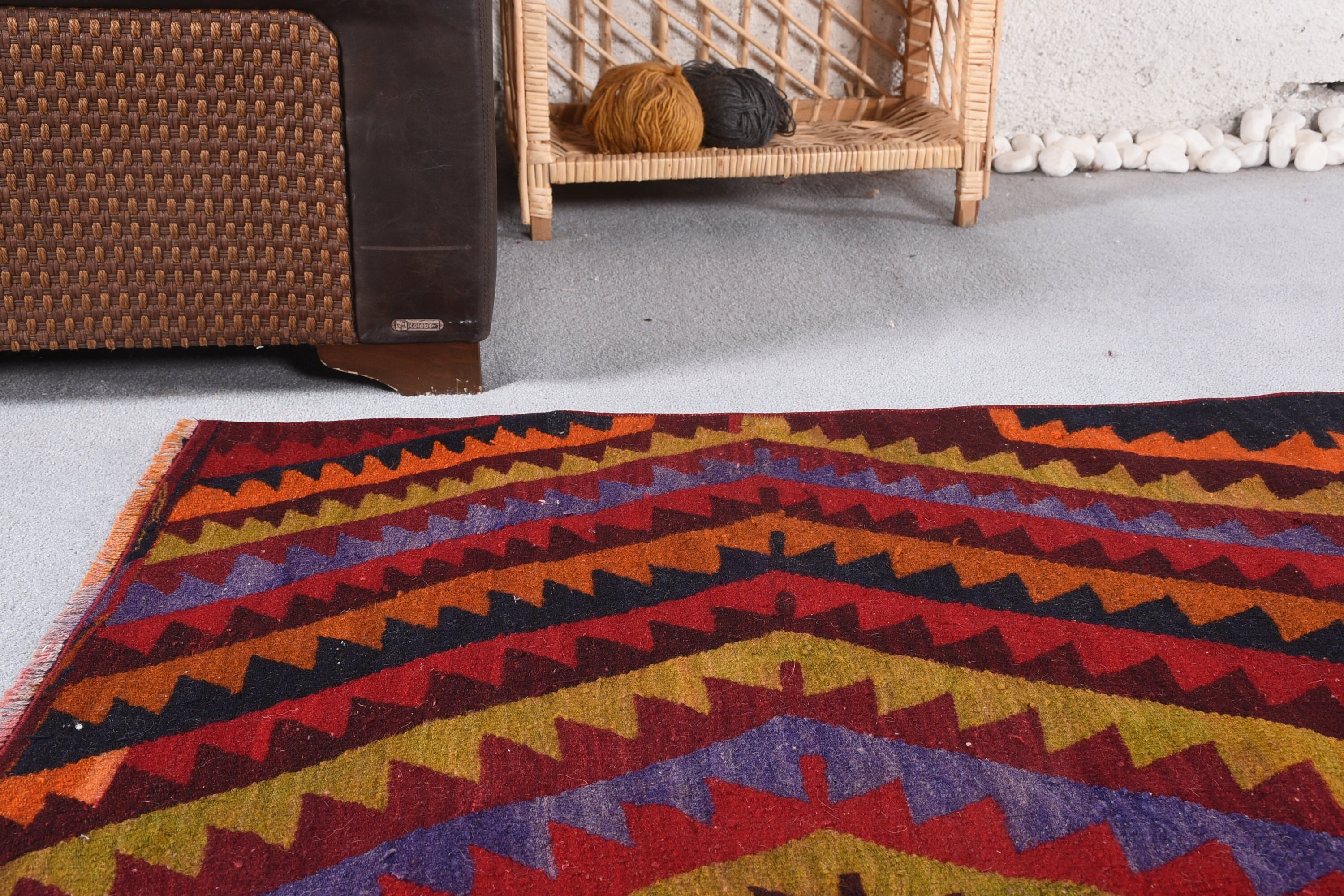 2.7x9.3 ft Runner Halıları, Yatak Odası Halısı, Boho Halısı, Kilim, Antika Halılar, Türk Halıları, Vintage Halı, Kırmızı Fas Halısı, Koridor Halıları, Koridor Halısı