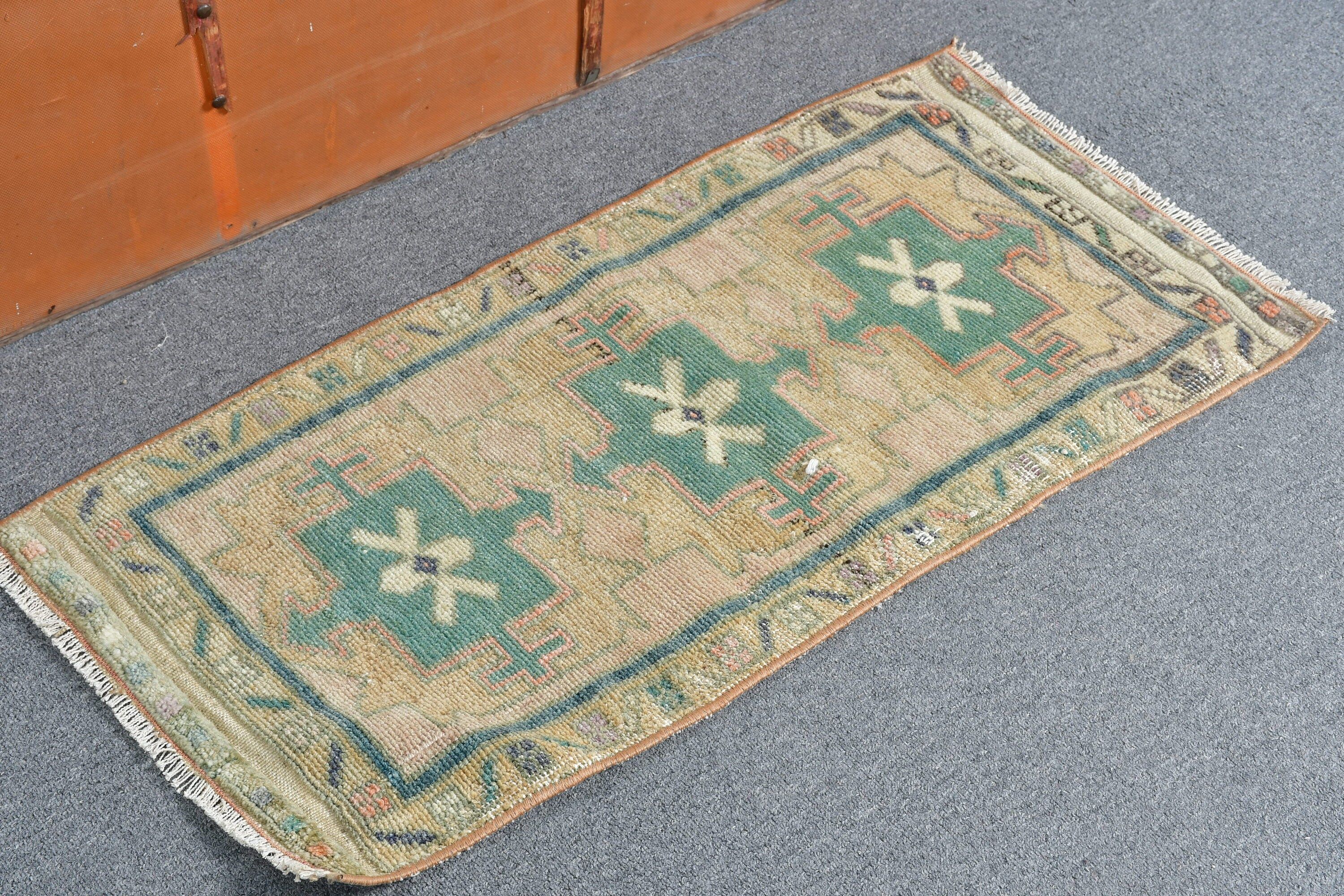 Banyo Halıları, 1.4x2.9 ft Küçük Halılar, Kahverengi Antika Halı, Çocuk Odası Halıları, Türk Halısı, Vintage Halı, Giriş Halıları, Yün Halılar