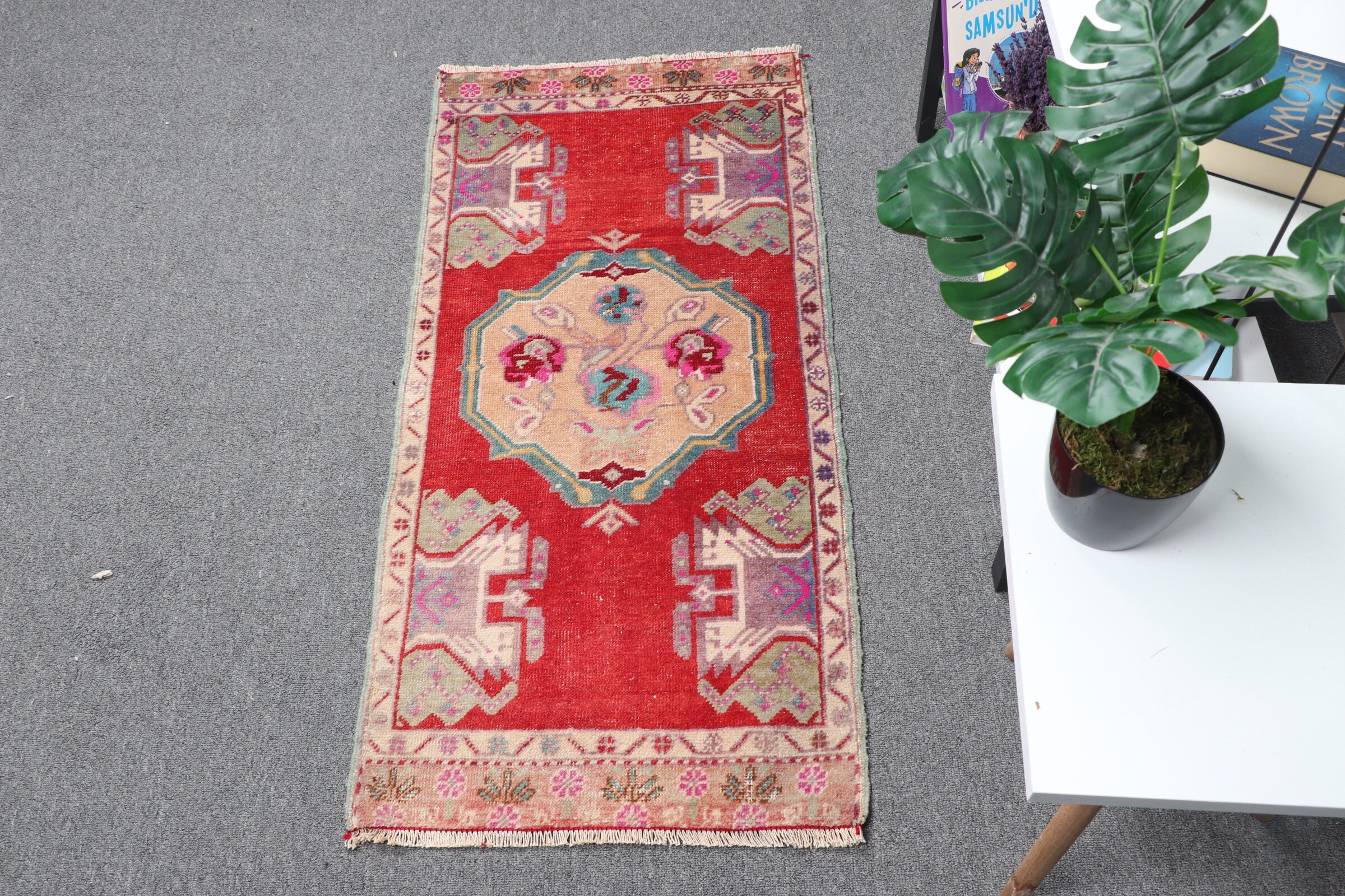 Kitchen Rug, Home Decor Rug, Red  1.8x3.6 ft Small Rug, Tribal Rug, Turkish Rugs, Wall Hanging Rug, Vintage Rugs, Car Mat Rug