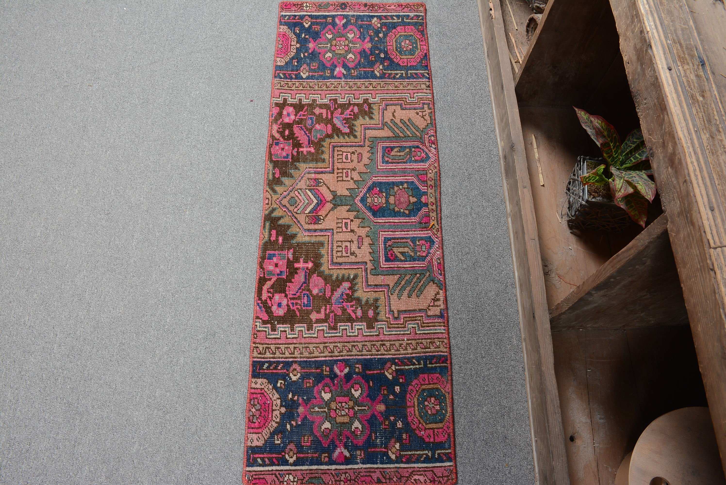 Çocuk Halısı, Araba Matı için Halılar, Mavi 1.3x3.9 ft Küçük Halılar, Giriş Halıları, Fas Halısı, Vintage Halı, Türk Halısı, Havalı Halı