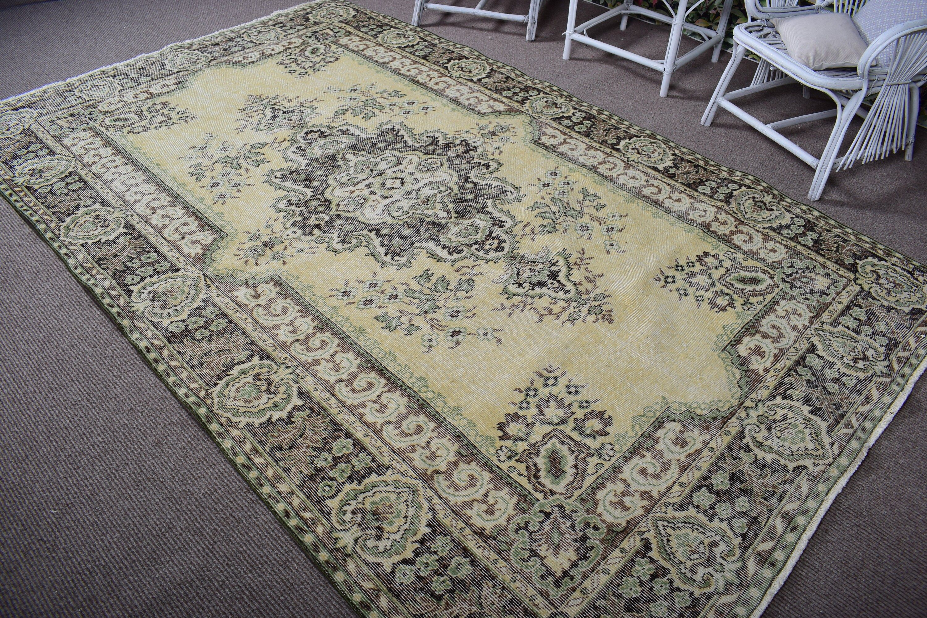 Green  6.1x9.7 ft Large Rug, Oriental Rugs, Dining Room Rug, Anatolian Rug, Vintage Rugs, Bedroom Rugs, Turkish Rugs