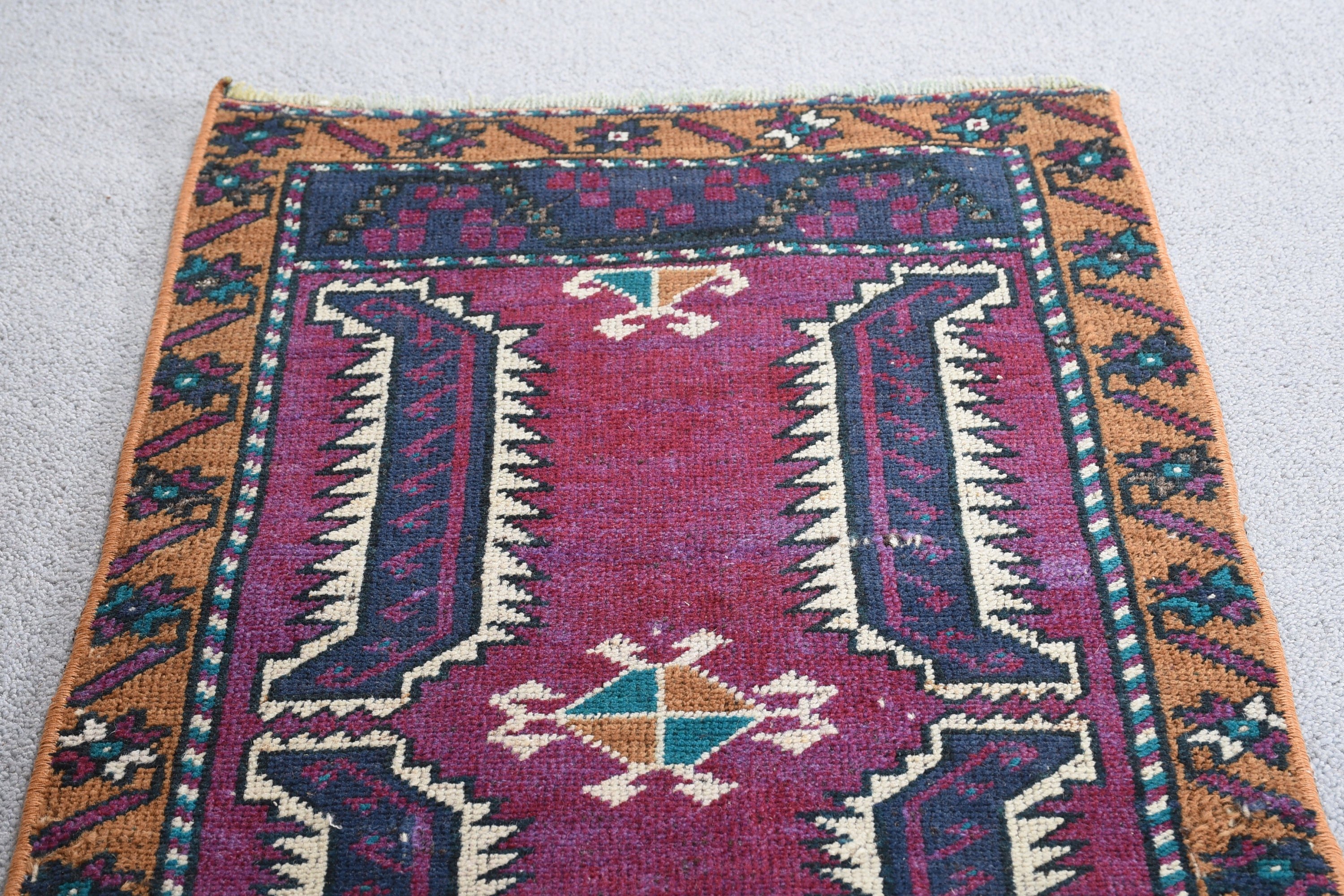 Bathroom Rug, Turkish Rug, Vintage Rug, Kitchen Rug, Turkey Rugs, Purple Anatolian Rug, 1.5x3.2 ft Small Rug, Oushak Rugs