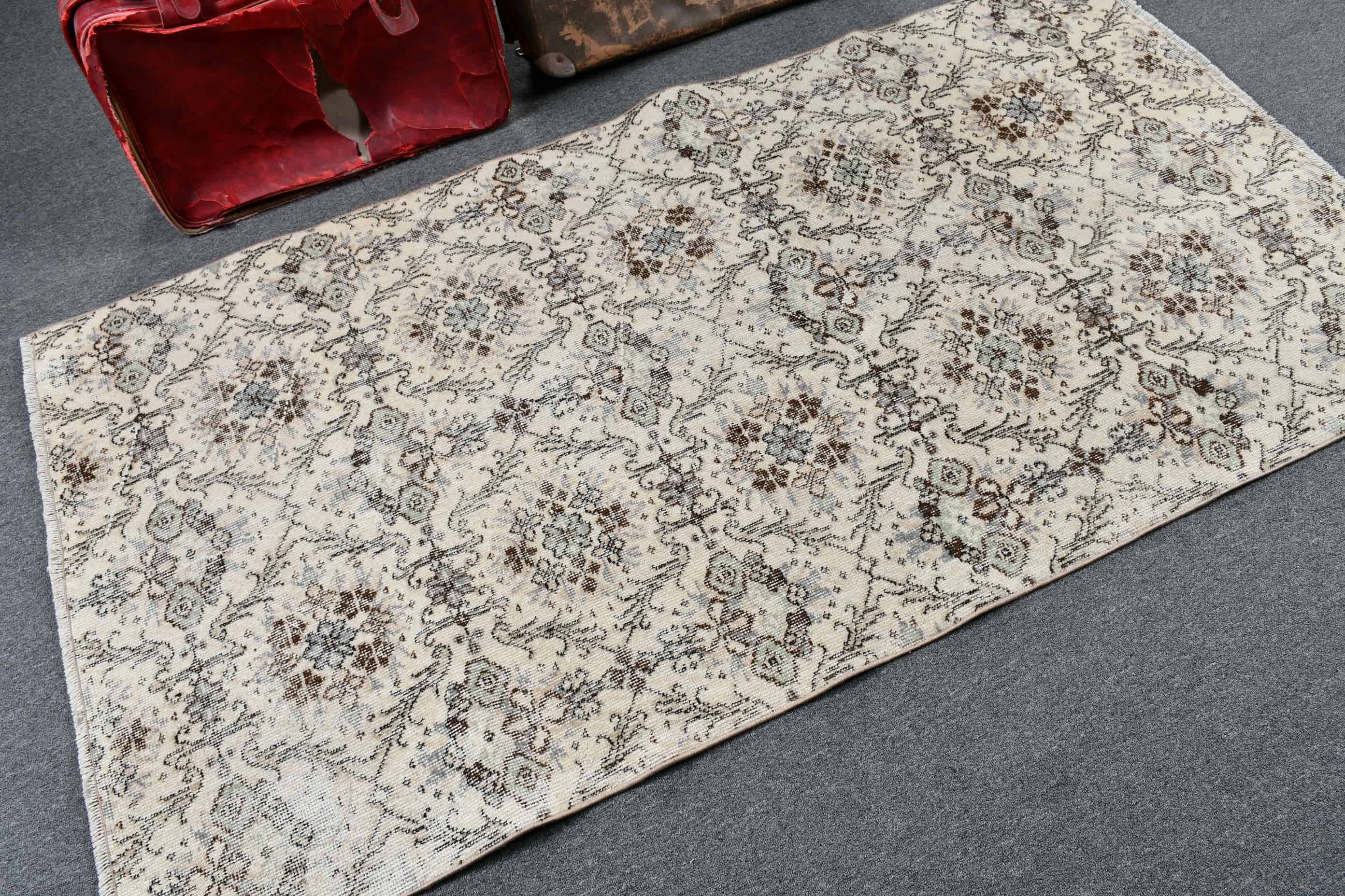 3.7x6.9 ft Area Rug, Beige Moroccan Rug, Moroccan Rug, Nursery Rug, Vintage Rug, Rugs for Area, Art Rug, Indoor Rug, Wool Rug, Turkish Rug