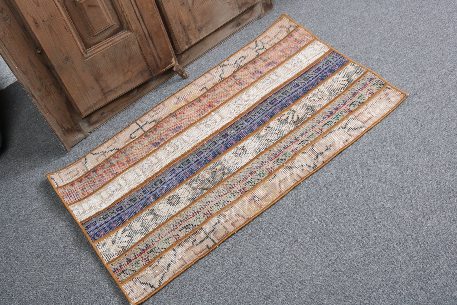 Beige Wool Rugs, Vintage Rugs, Turkish Rug, Small Area Rug, Door Mat Rug, 1.8x3.1 ft Small Rug, Antique Rugs, Boho Rugs