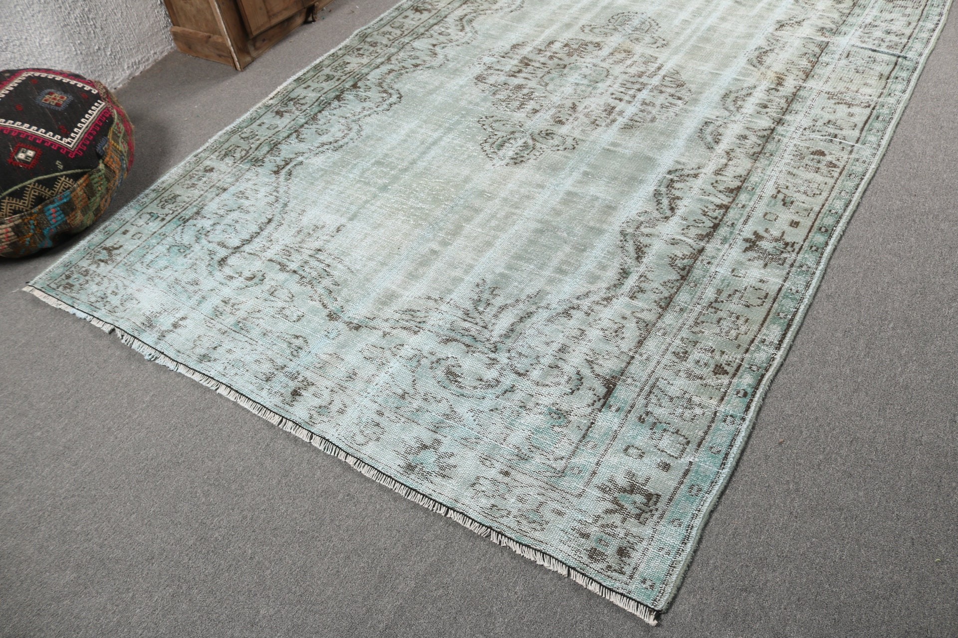 Green Handwoven Rug, Large Boho Rug, Geometric Rug, Tribal Rug, Vintage Rug, Turkish Rug, Moroccan Rug, Bedroom Rugs, 5.9x9.4 ft Large Rugs