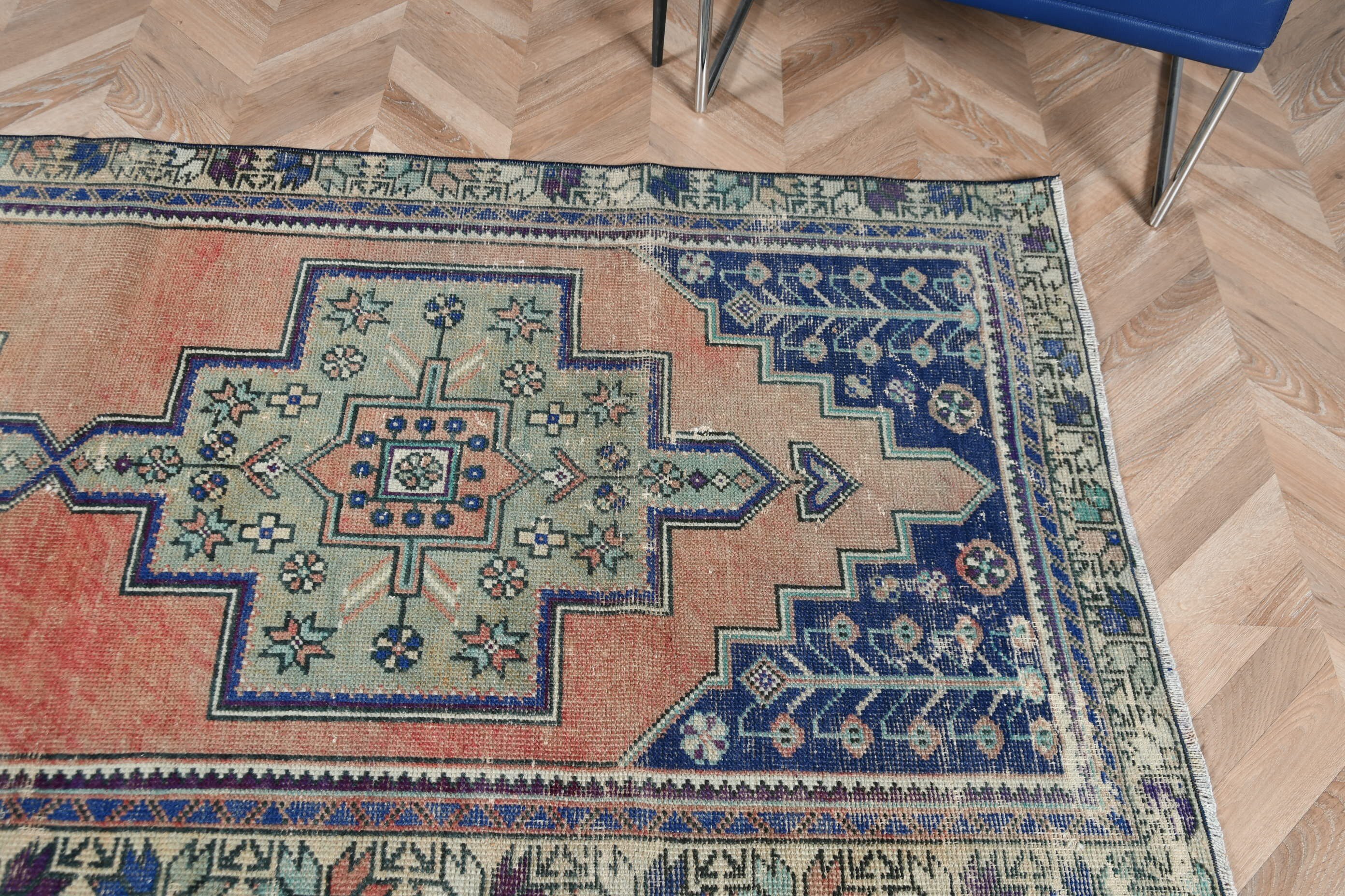 Oryantal Halı, Vintage Halı, Anadolu Halısı, Turuncu Soğuk Halı, Yatak Odası Halıları, Yer Halıları, 3.3x7.9 ft Alan Halıları, Türk Halısı, Yatak Odası Halıları