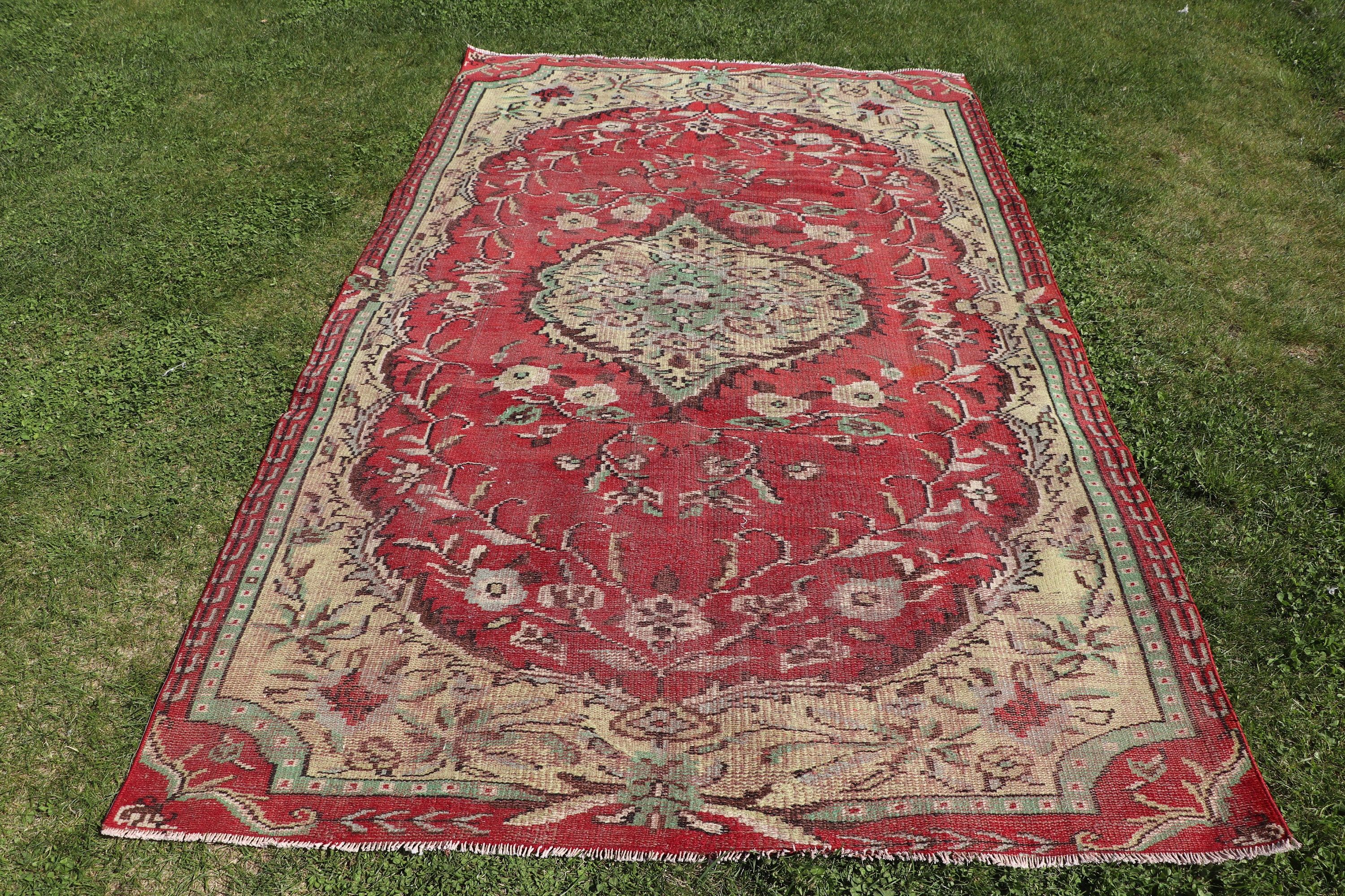 Large Boho Rug, Luxury Rugs, Turkish Rugs, Oriental Rug, Dining Room Rug, Turkey Rugs, Vintage Rug, 5.2x8.9 ft Large Rugs, Red Antique Rugs