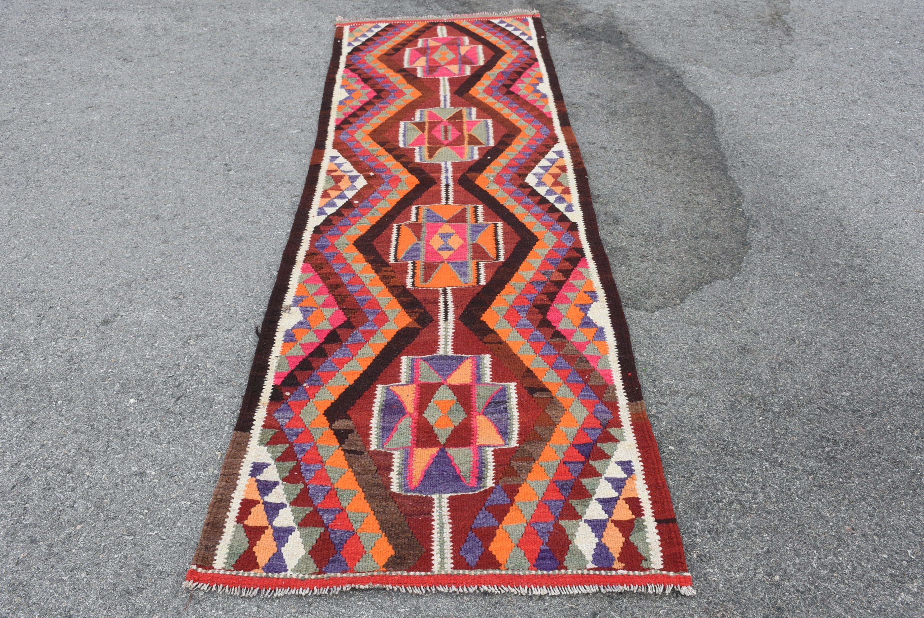 Orange Oushak Rugs, Stair Rugs, Home Decor Rug, Rugs for Kitchen, Turkish Rugs, Vintage Rug, 3x9.9 ft Runner Rug, Floor Rug, Hallway Rug