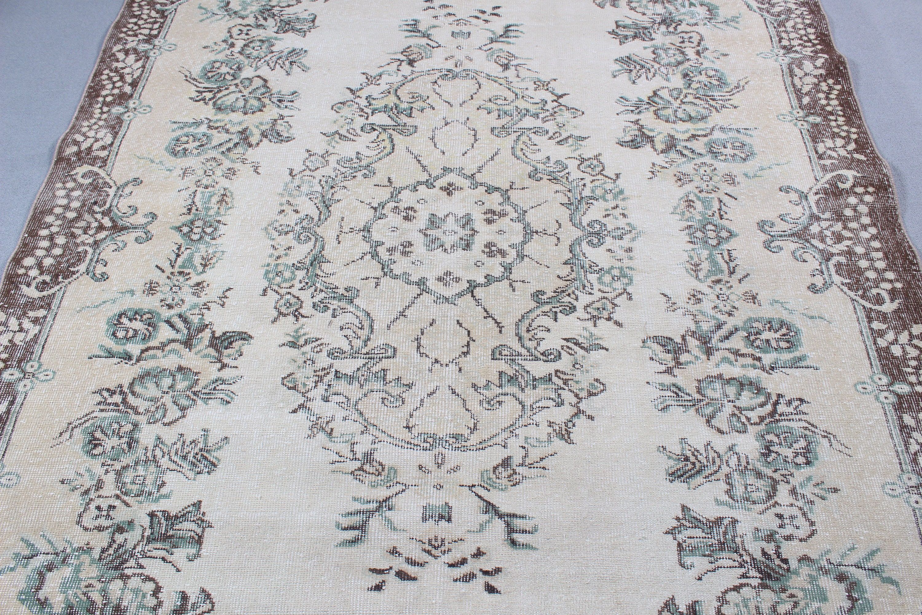 6.2x9.2 ft Büyük Halı, Havalı Halı, Vintage Halı, Oushak Halı, Bej Ev Dekor Halısı, Salon Halıları, Türk Halıları, Büyük Oushak Halıları, Salon Halıları