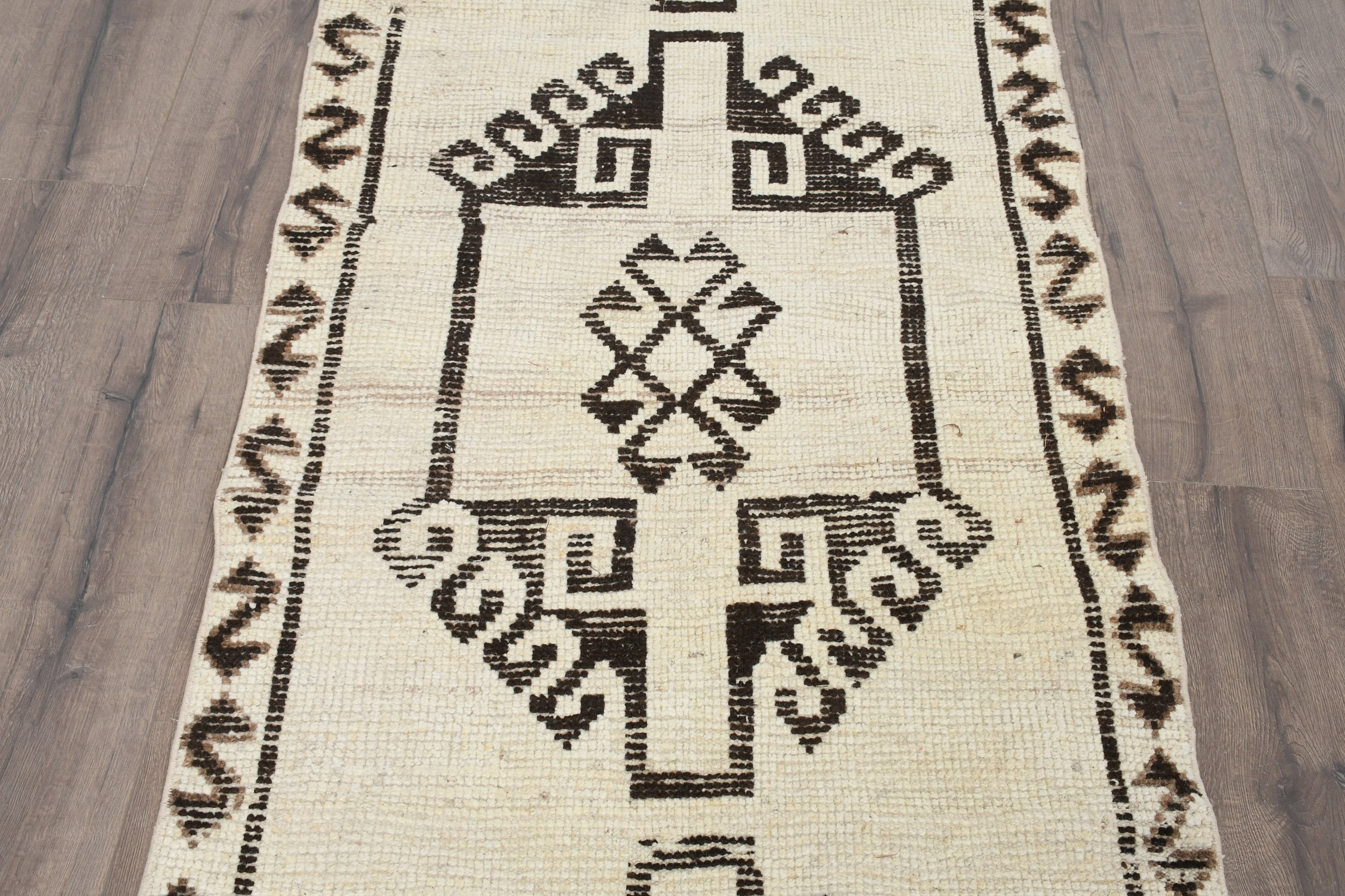 Turkish Rug, Rugs for Hallway, 3.2x11.9 ft Runner Rug, Oushak Rug, Beige Wool Rug, Hallway Rug, Vintage Rug, Hand Woven Rug