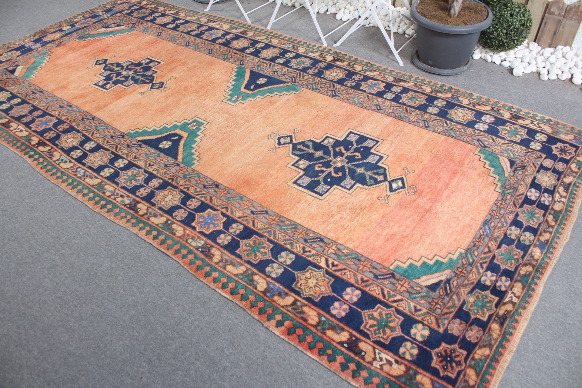 Salon Rug, 5.2x11 ft Large Rug, Bedroom Rug, Orange Home Decor Rug, Oushak Rug, Turkish Rugs, Vintage Decor Rugs, Vintage Rugs, Kitchen Rug